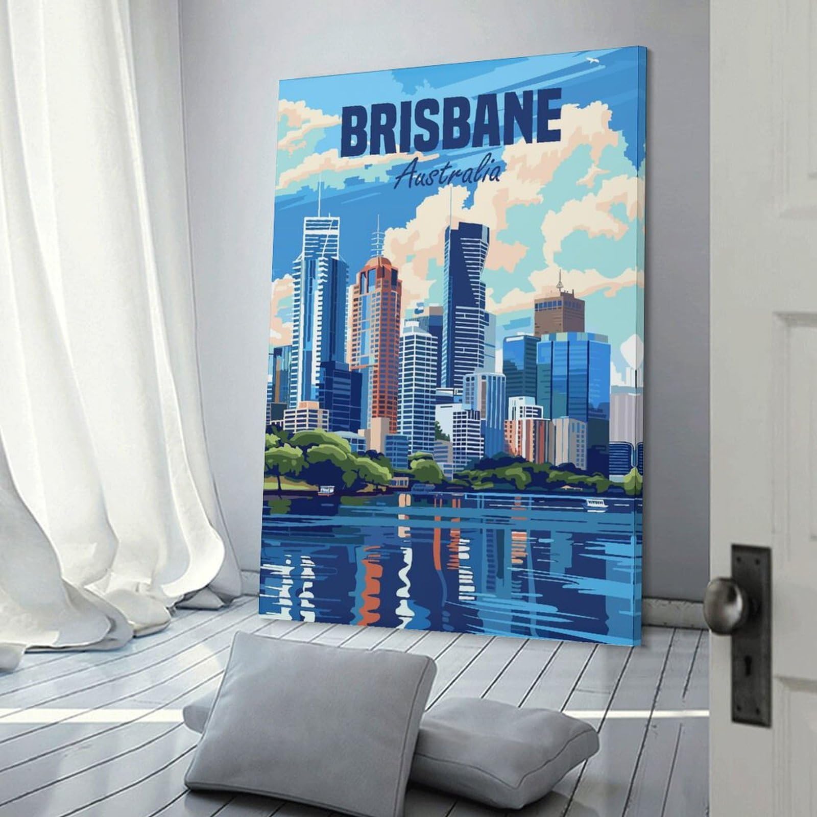 Junmoney Decorative Canvas Print Brisbane Australia, 24x36inch(60x90cm), for Office, Study Or Home Workspace, Decorative Artwork for Productive Spaces