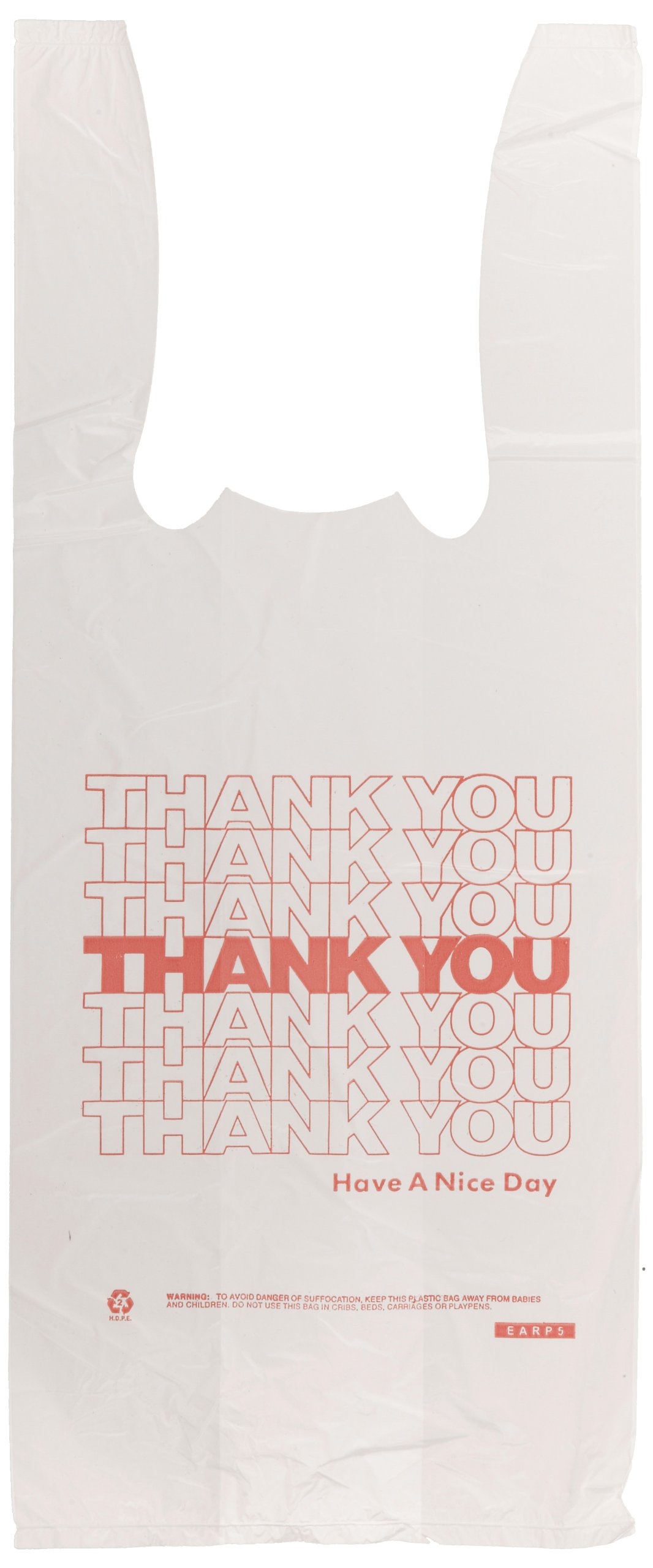 Barnes Paper Company 6415THYOU Plastic Thank You T-Sacks, 6" x 4" x 15", 2 Mil, White (Case of 2000)