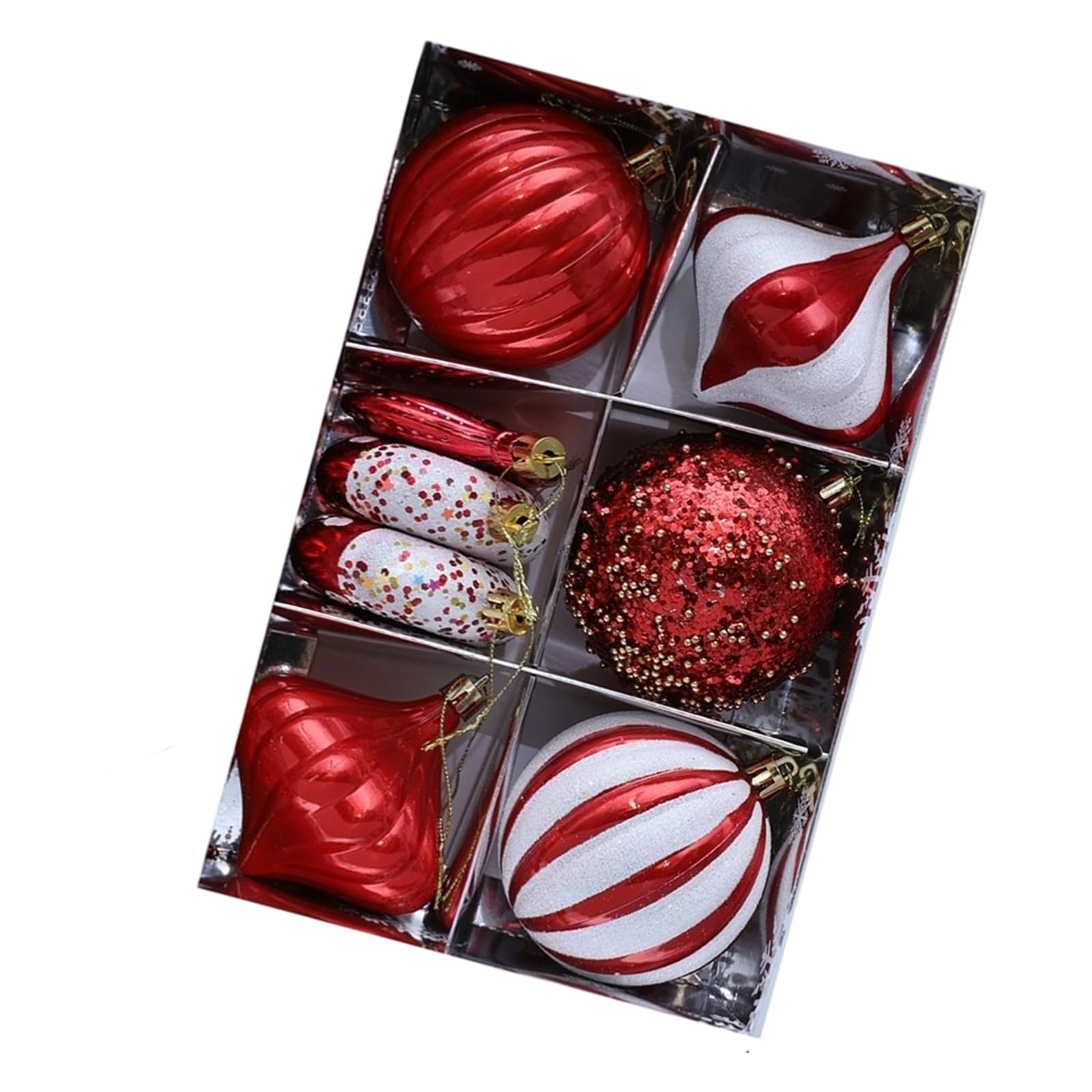 KAQNTUD Pack of 8 Bright Hand Painted Plastic Christmas Bauble Ornaments for Festival Tree and Holiday Decorations. Plastic Christmas Bauble Decorations
