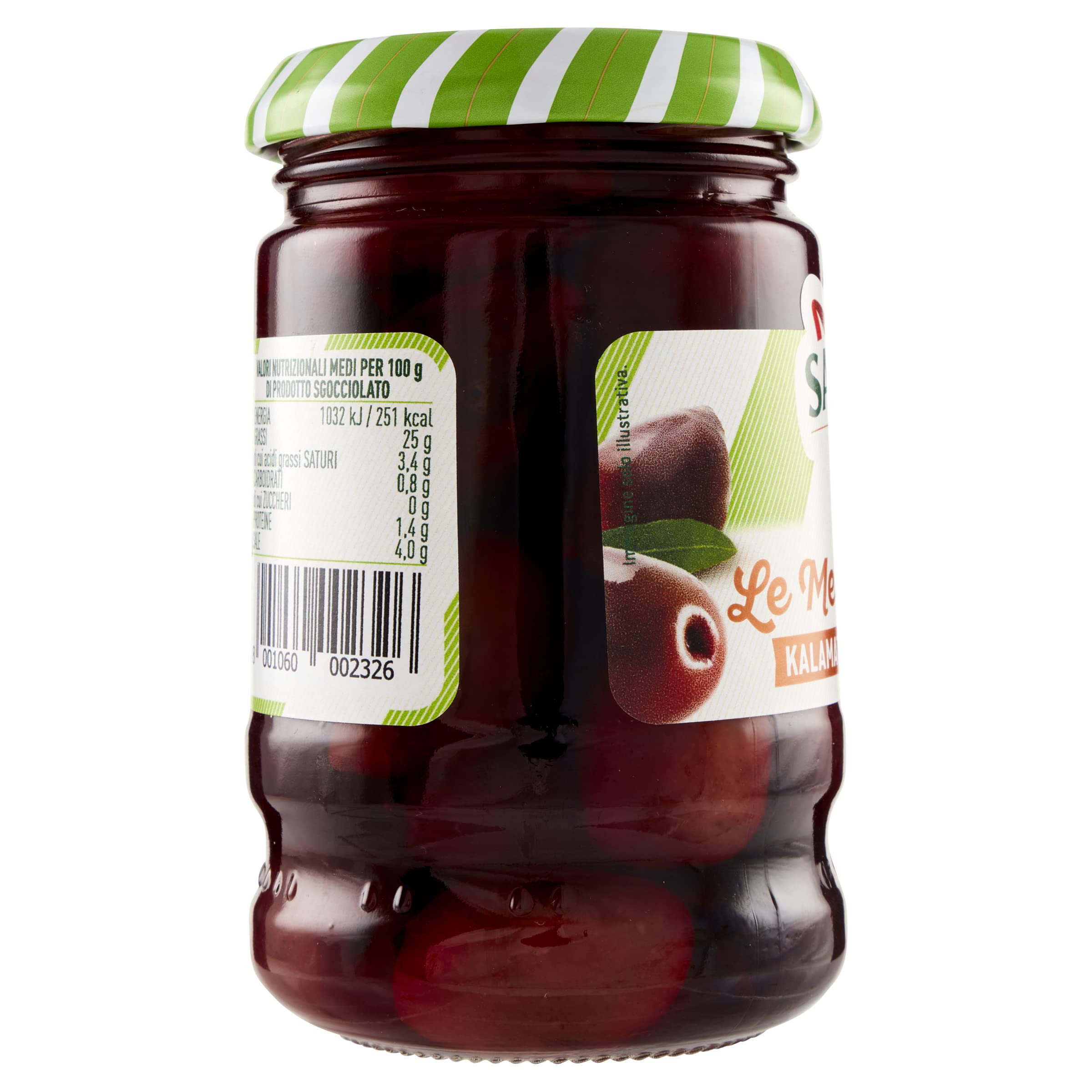 Saclà, Olive Kalamata in Salamoia, Ideali per Aperitivo, Insalate e per Arricchire i Tuoi Piatti, Vaso Vetro, 200g (110g sgocciolato), Confezione da 12 Pezzi