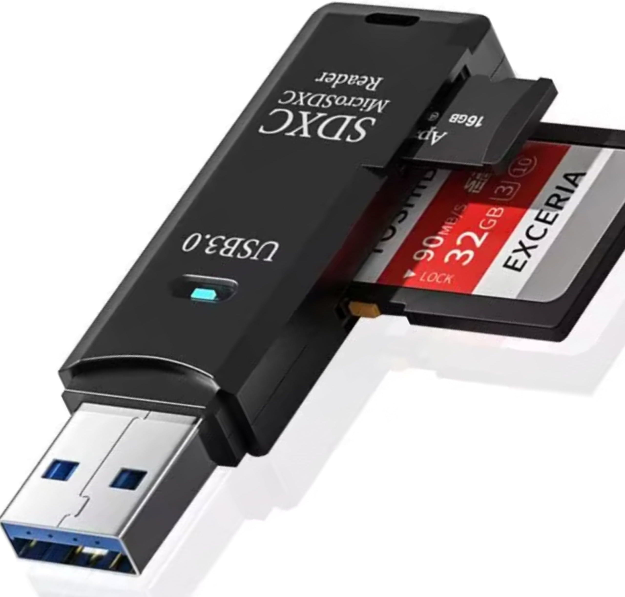 SD/Micro SD Card Reader 3.0 – USB Adapter Pendrive Card Reader Compatible with SD/SDXC/SDHC/TF/UHS-I, PC, Phones, Tablets for iPhone 15/16 Pro MAX, MacBook Air/Pro, Galaxy S25, etc