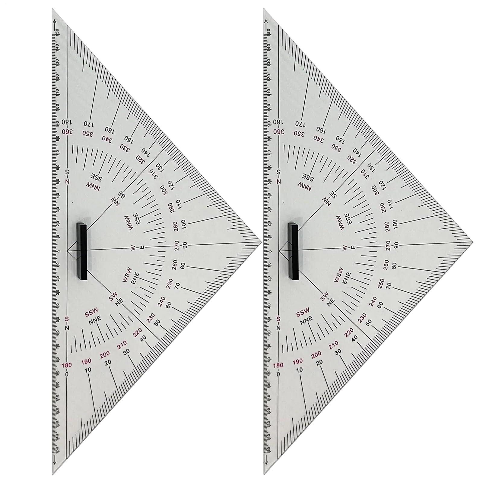 Triangle Measuring Ruler,Acrylic Double Ruler with Architectural and Maritime Scales,30 cm Protractor for Navigation