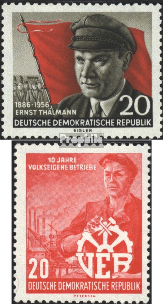 DDR Briefmarken-Set: 1956 Thälmann, 10 Jahre VEB | Postfrisch ** MNH | Prophila Collection