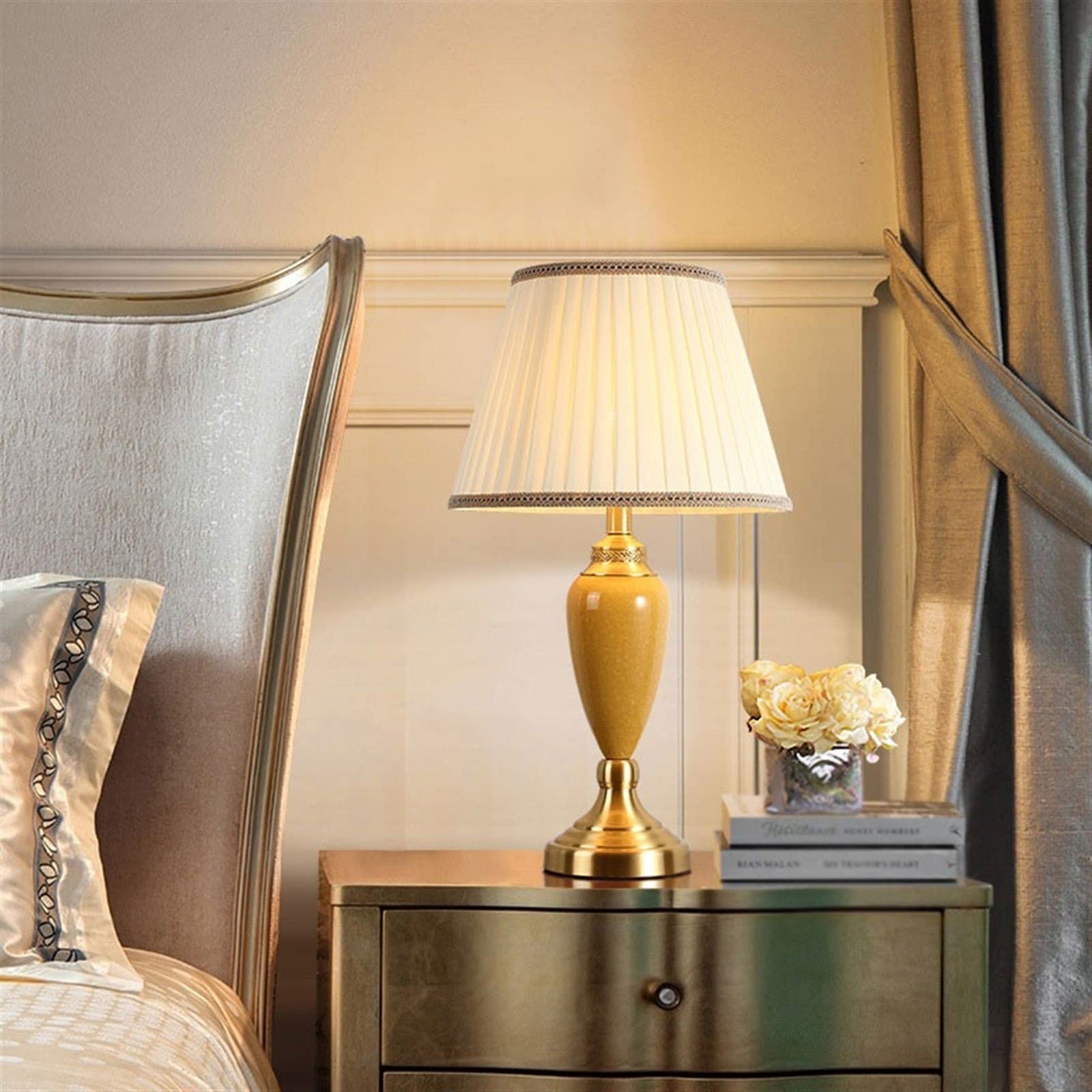 Luce da Scrivania Luce per la Lettura Lampada da tavolo moderna in ceramica incrinata Lampada da comodino for camera da letto di moda semplice for interni Lampada decorativa da 57 cm con seduta in ram