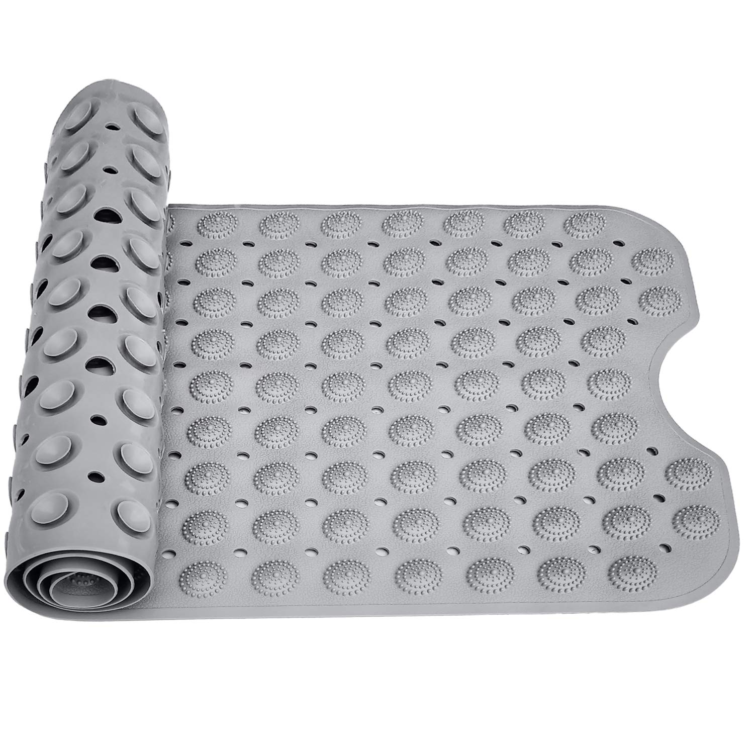 Lifekrafts PVC Experia Anti-Slip with Suction Cup Bath Mat, 100X40Cm Big Size Shower Mat (Grey Color with Accu-Pebble)