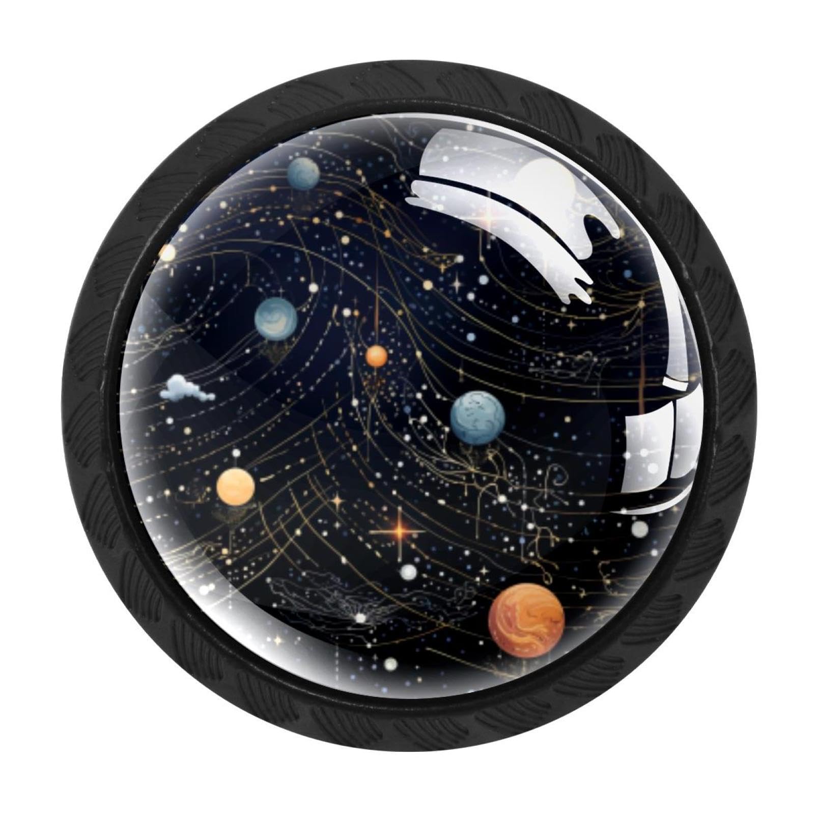 CHENZZZZ Planet Star Drawer Knobs Pull Handle Crystal Glass Circle Shape Cabinet Drawer Pulls Cupboard Knobs with Screws for Kitchen Cupboard Dresser Wardrobe etc