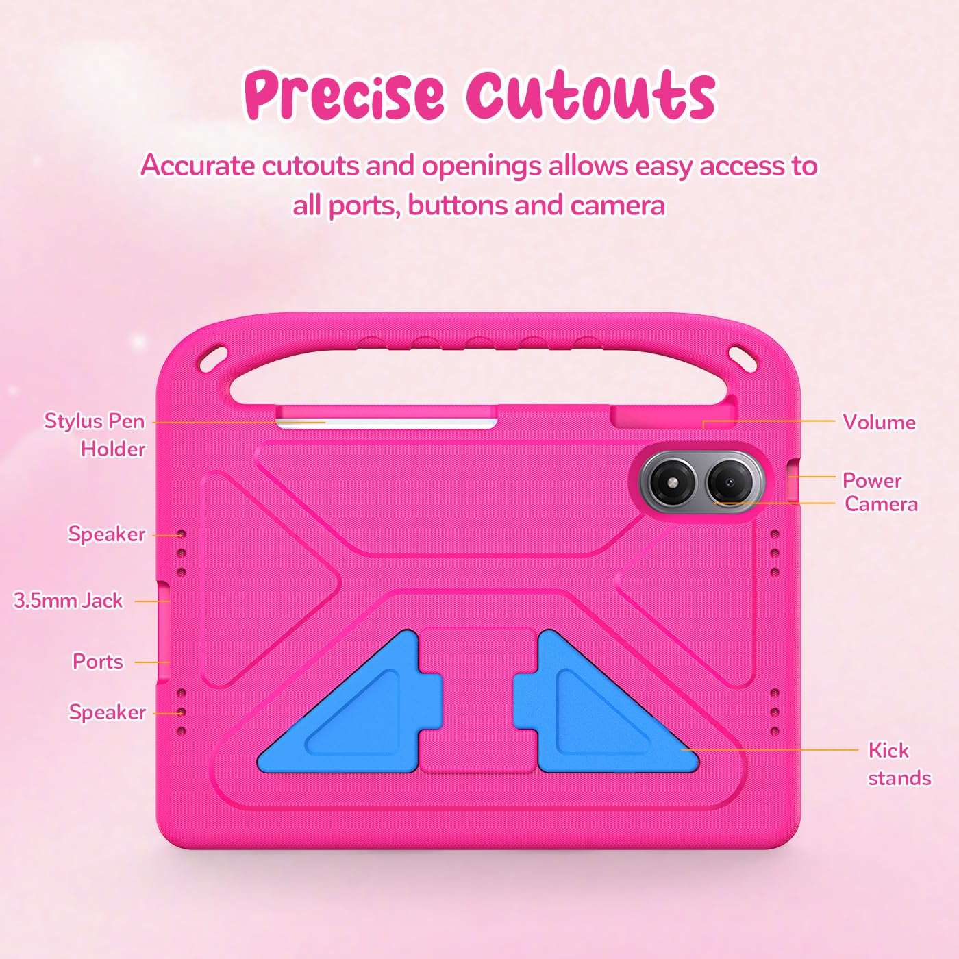 Funda Infantil para Redmi Pad 2 Pro 12.1 Pulgadas 2025, Carcasa Antigolpes con Asa y Correa para Redmi Pad 2 Pro, Magenta