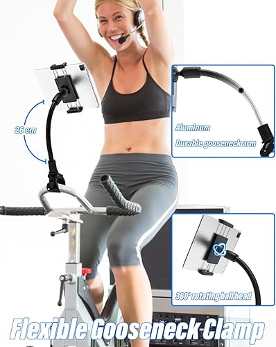 Miniatura 3 de Charchendo Soporte para tableta de cinta de correr de cuello de cisne, ajuste universal para bicicleta elípticabicicleta de girobicicleta de