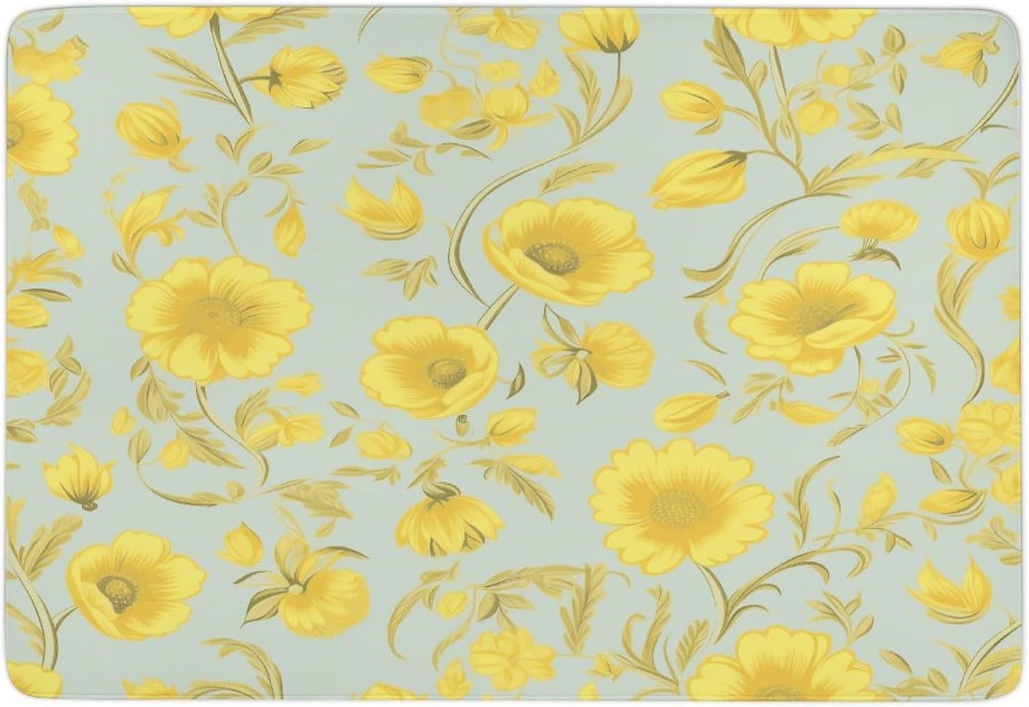 Yellow Flower Carpet for Living Room,Washable Dining Room Non-Slip Under Table Rug 40“x60”Large Rugs Lndoor Home Decoration Stain Resistant Carpet for Bedroom