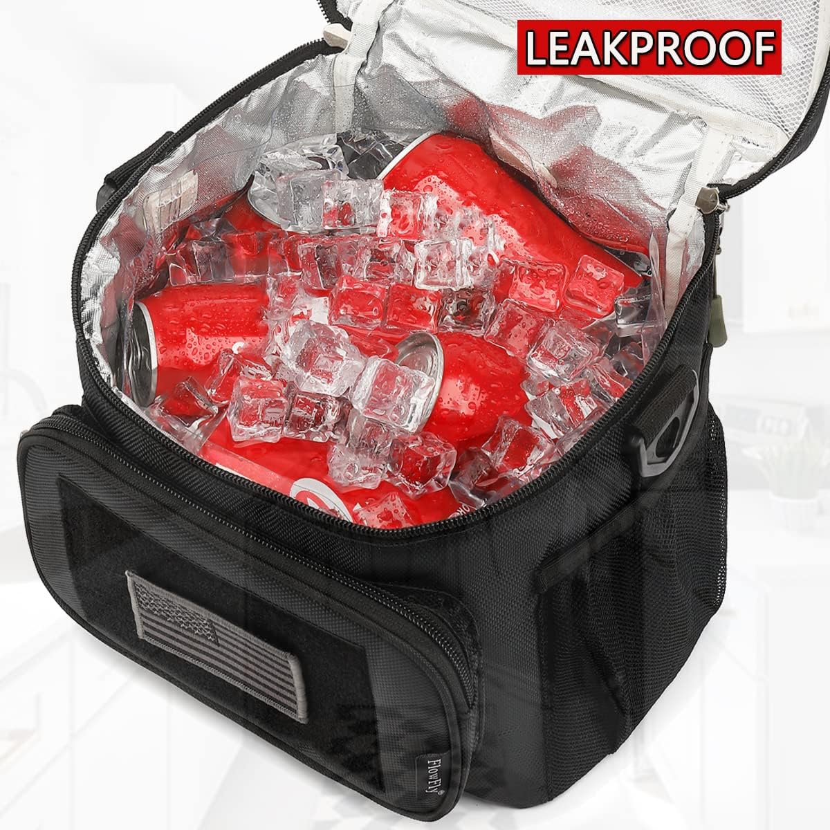 FlowFly Tactical Lunch Bag Large Insulated Lunch Box Cooler Tote for Men, Women with MOLLE/PALS Webbing (Black, Large) - Image 4