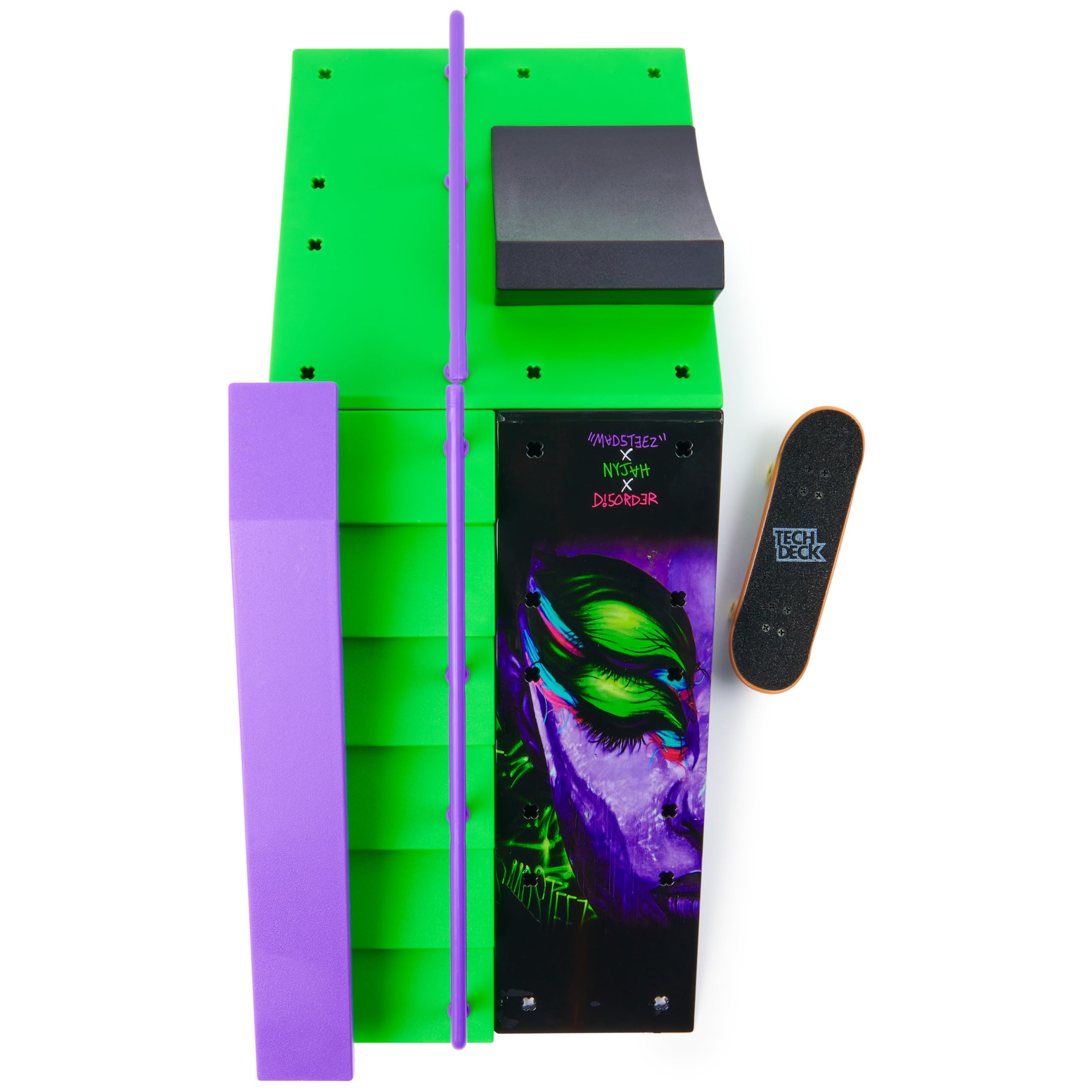 Tech Deck, Nyjah Rail Shredder Skatepark, X-Connect Park Creator, Set di Rampe Personalizzabile con Fingerboard Speciale, Giocattoli per Bambini da 6 Anni in su