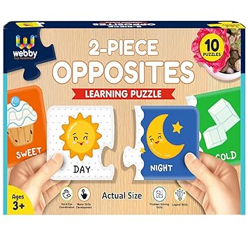 Webby Opposites 2 Pieces Learning Pack Jigsaw Puzzle, Montessori Early Educational Pre School Puzzle Toys for 2+ Years Kid - image, photos