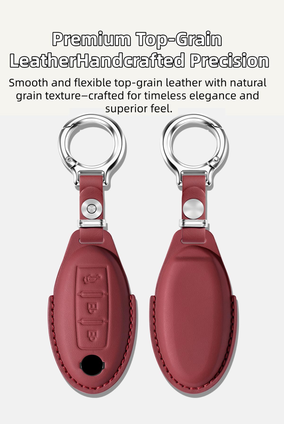 Etui na kluczyki samochodowe, skórzane, pasuje do Nissan X-Trail Qashqai 350Z, 370Z, Tiida Murano, Pathfinder, Micra, Juke, Kicks, brelok, etui na klucze, etui ochronne na klucze