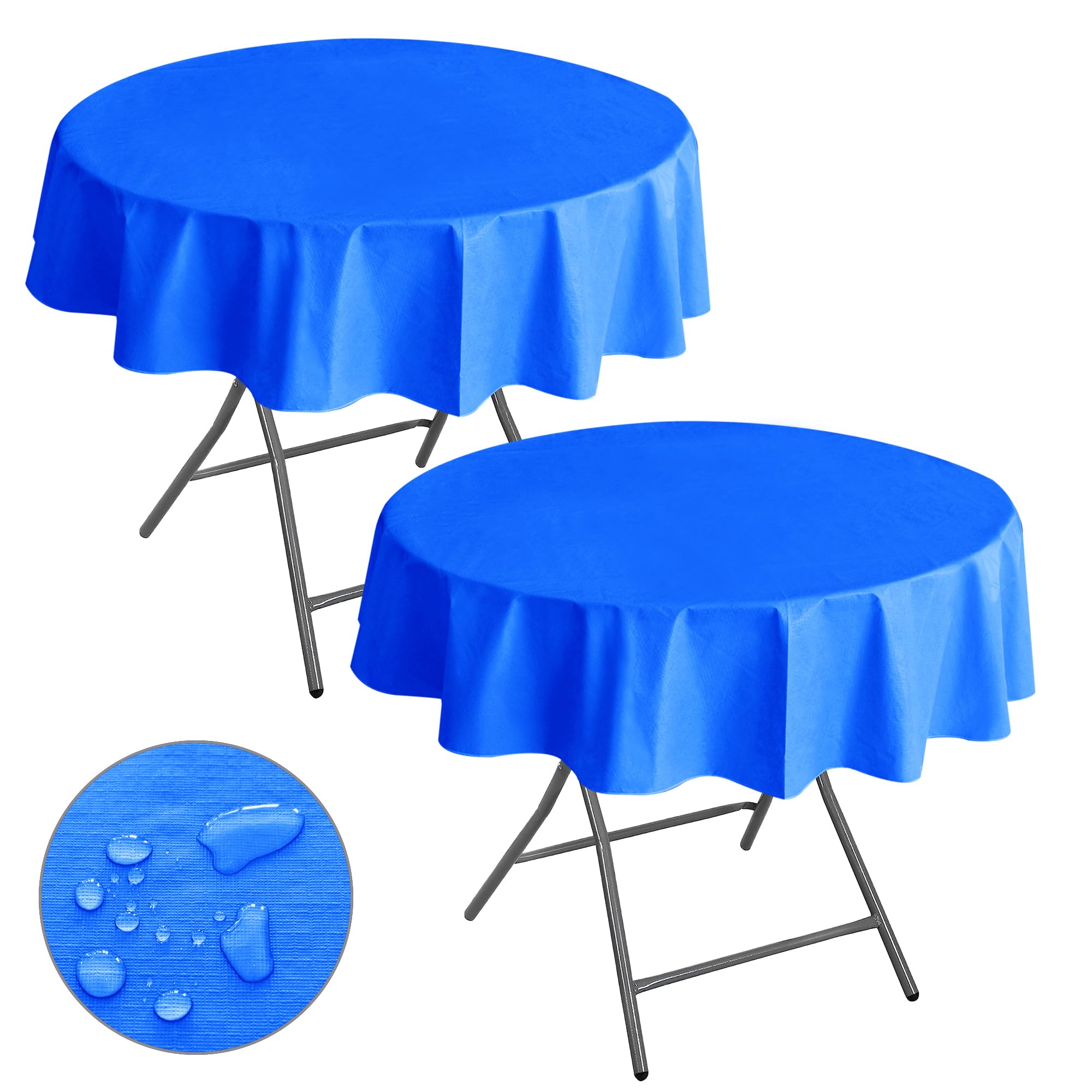 Photo 1 of Nasitos Waterproof Vinyl Tablecloth - 60" Round, Blue