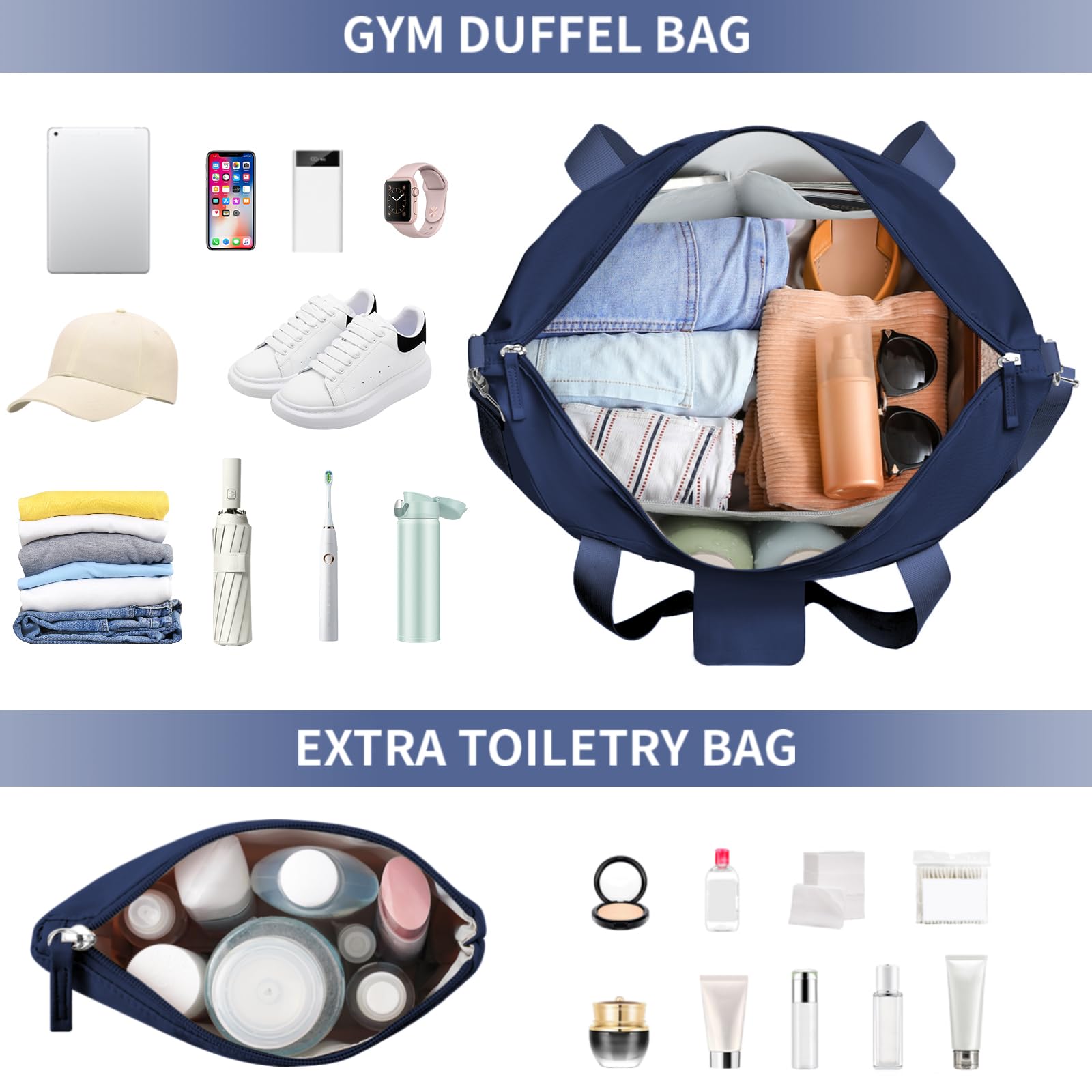Gym Bag for Women, Personal Item Travel Bag with Shoes Compartment for Trip view 4