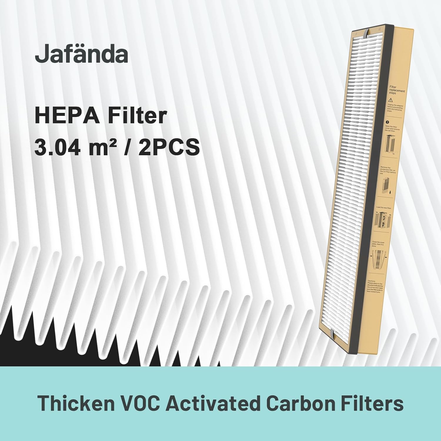 Jafända Replacement Filter for JF999 Air Purifier, 2-Pack VOC Filters, with 5.7 lb Activated Carbon & Granular SP-Permanganate, Remove Formaldehyde,VOCs,Smoke