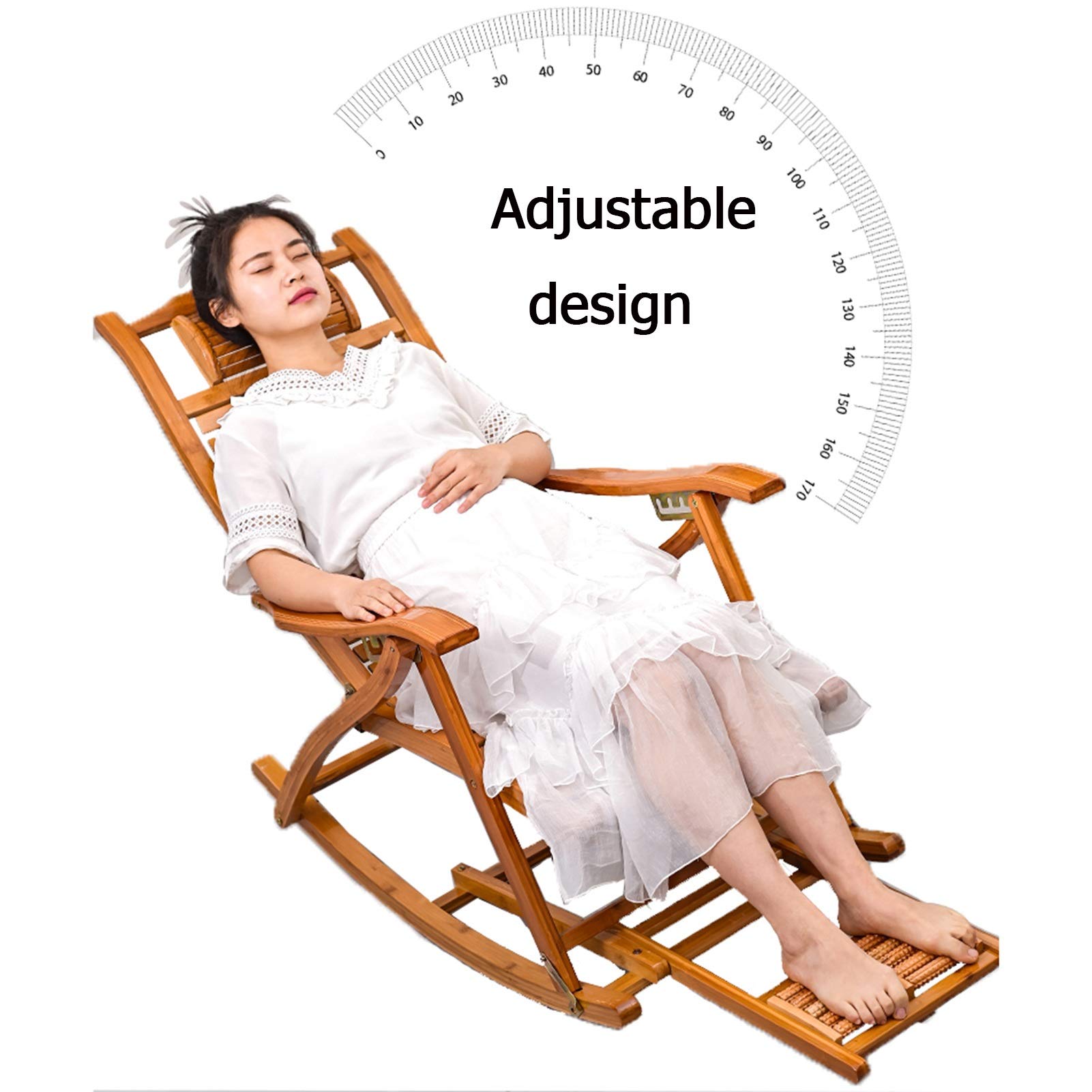 Amazon.co.jp: 竹製ロッキングチェア 調節可能なラウンジチェア