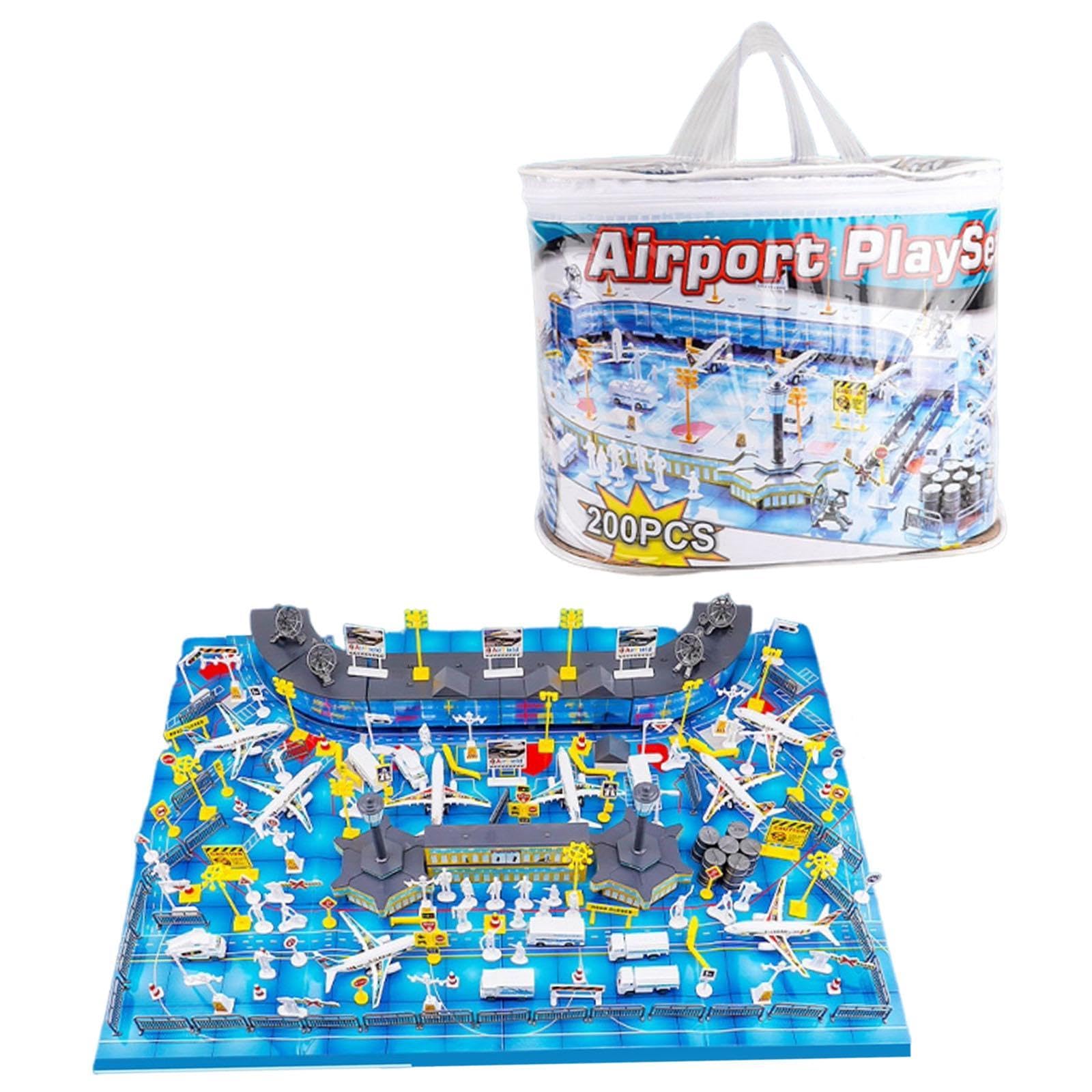Modello di Aeroporto, Kit di Aereo Realistico, Set da Gioco per Bambini dai 3 Anni in su, Idea Regalo per Bambini, 200 Pezzi