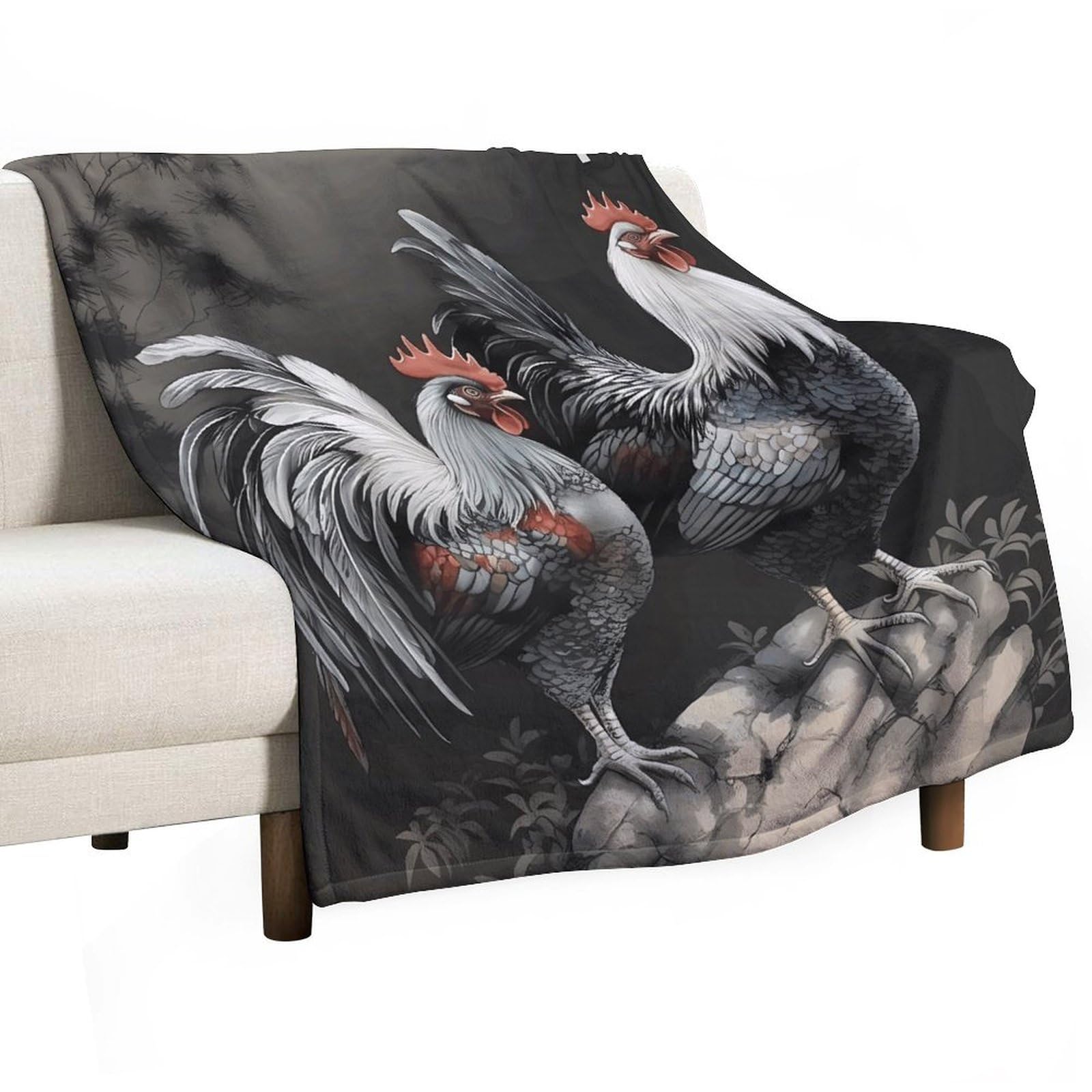 Couverture en flanelle coq 127x152 cm verticale pour canapé et chambre