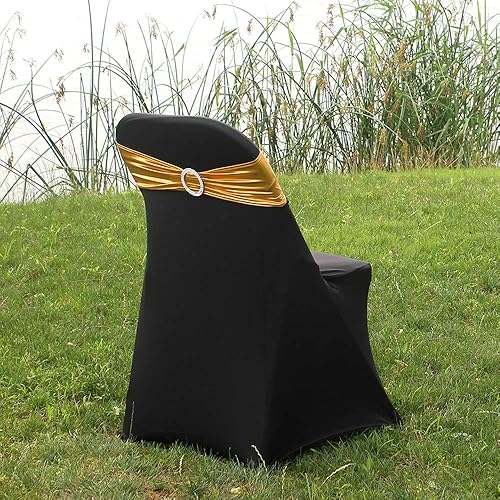 Miniatura 4 de 10 bandas de silla de elastano dorado metálico, bandas elásticas elásticas duraderas, fundas para decoración de Navidad, compromiso, eventos,