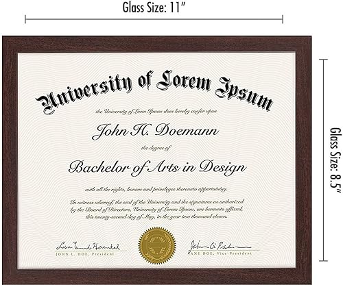 Miniatura 2 de Americanflat Portarretratos de 8.5 x 11 pulgadas en caoba, juego de 2 unidades, uso como marco de diploma o marco de certificado con vidrio