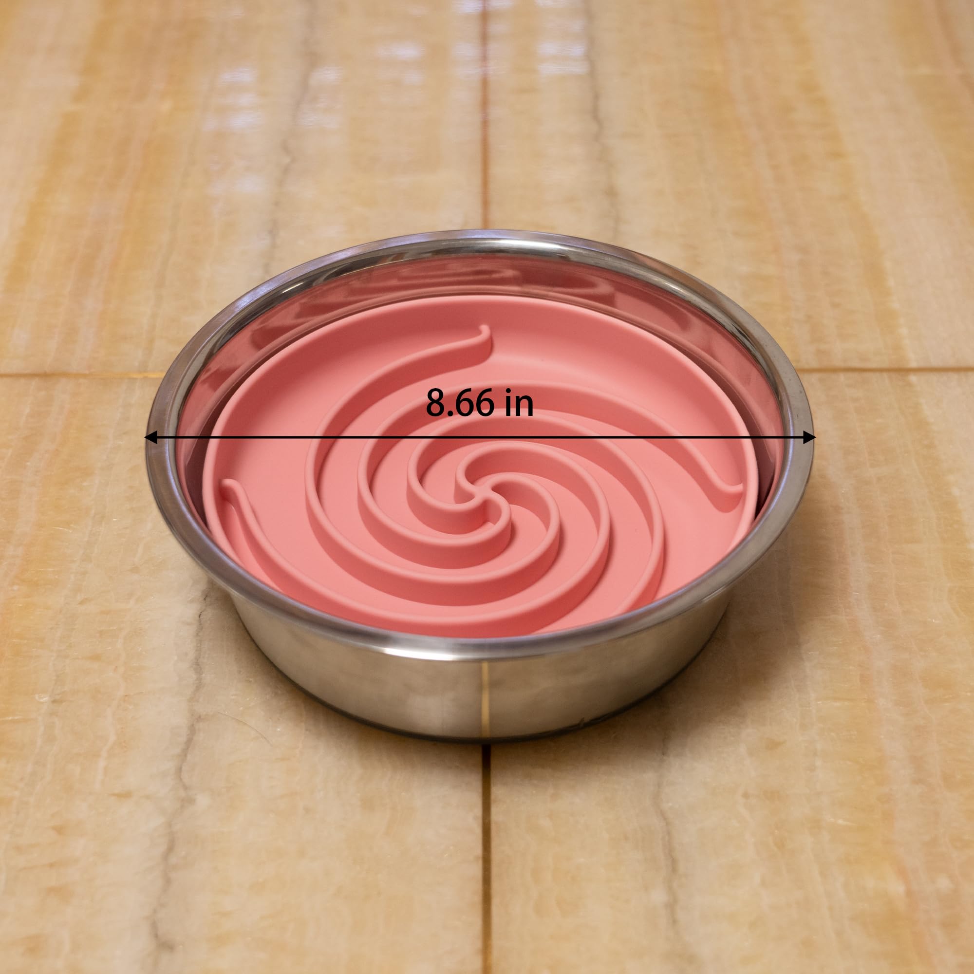Bifeaw Cuenco de silicona para perros de alimentación lenta, apto para lavavajillas y microondas con diseño antideslizante para comer (rosa polvo)