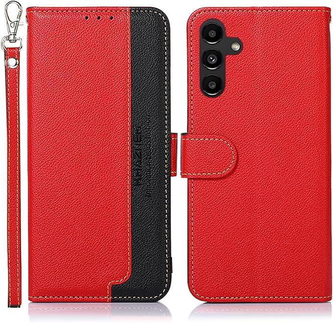 LRCKOK for Galaxy S24/S25 Wallet Case with RFID Blocking Credit Card Holder, Flip Book PU Leather, Flap Magnetic Clasp Protective Cover Women Men for Galaxy S24/S25 Phone case, Red