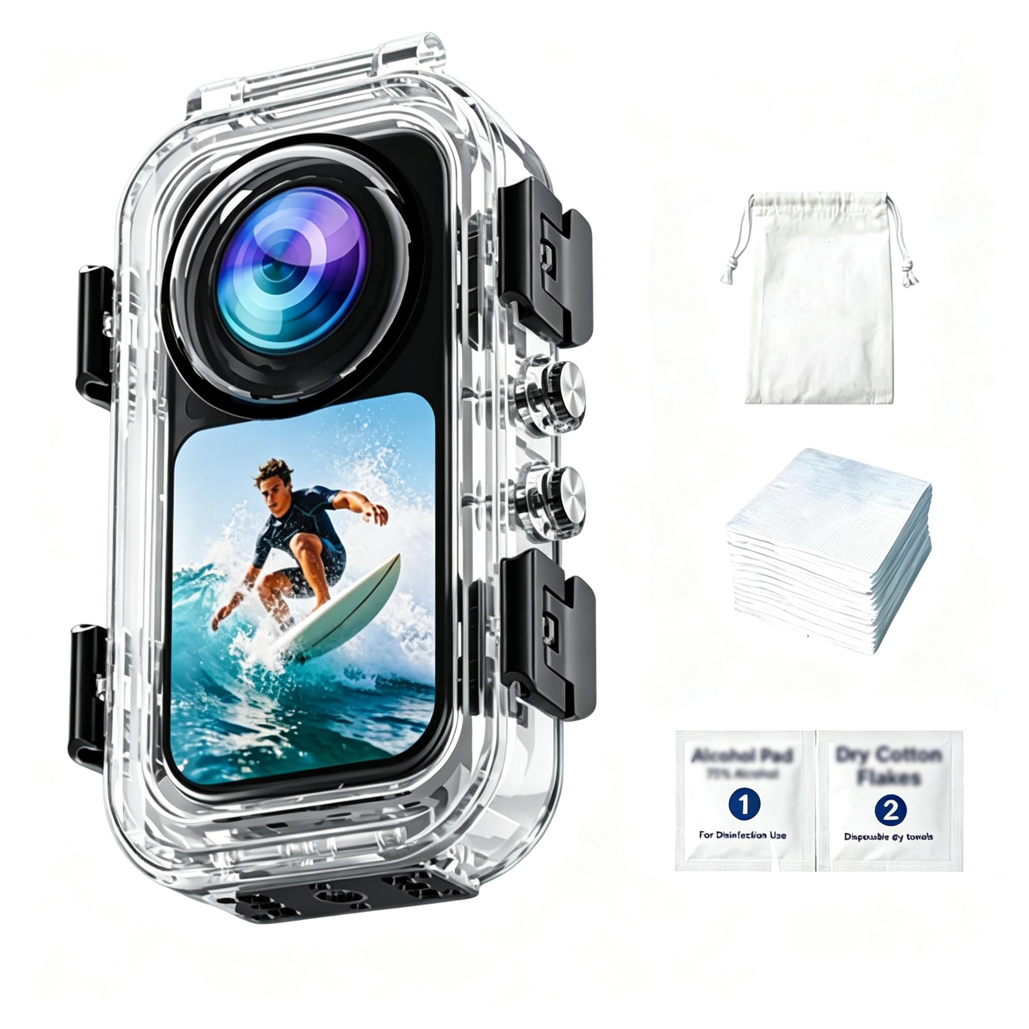Boîtier étanche pour Insta360 X6, 60 m - Boîtier de protection pour plongée sous-marine avec trou fileté 1/4 et support magnétique à dégagement rapide - Accessoires de caméra d'action