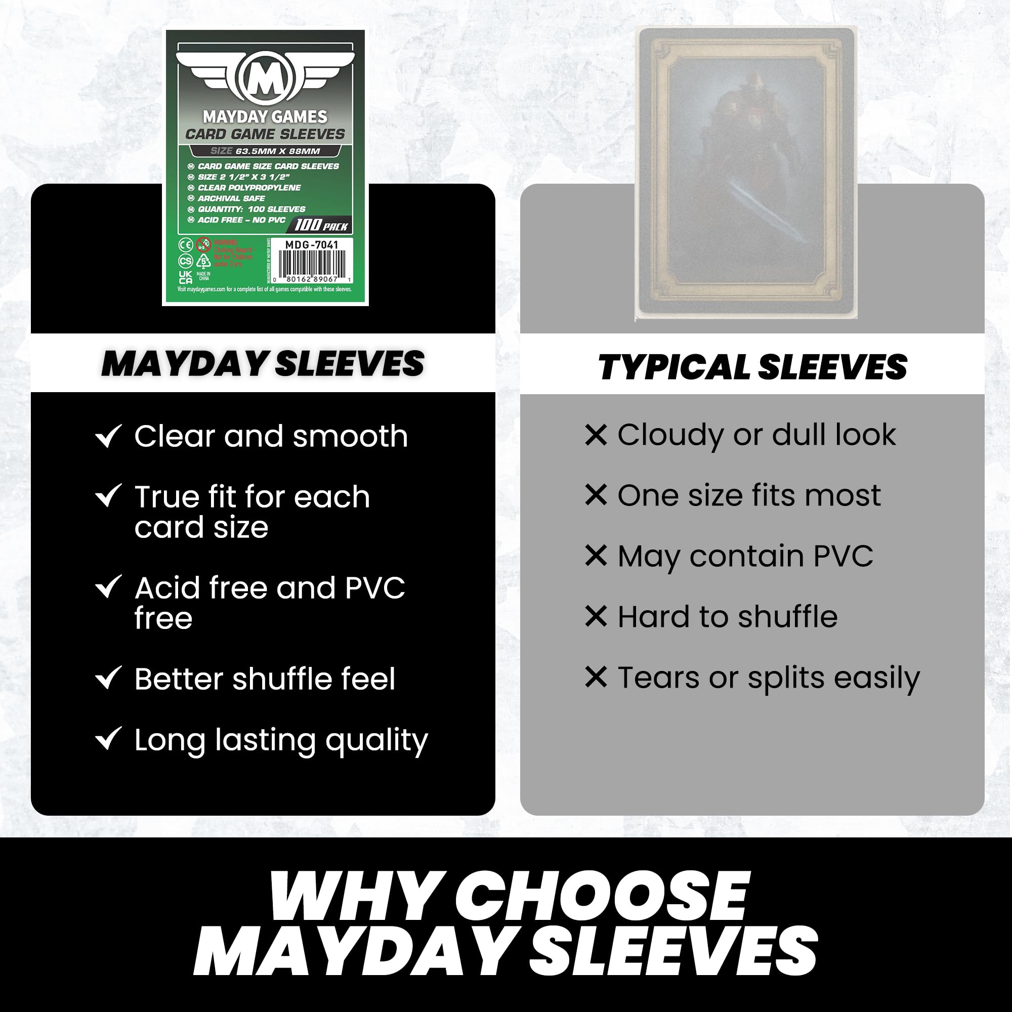 Mayday Games 7037MG Koszulki Zabezpieczające do Kart, 63.5 x 88 mm, 100 Sztuk