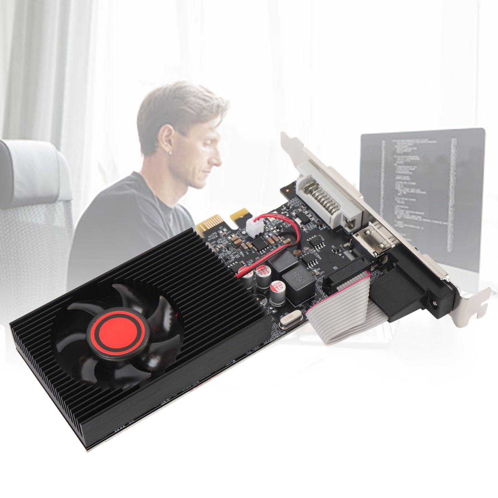 Grafikkarte 2GB DDR3 64-Bit, PCI Express 2.0 16x Desktop Computer Grafikkarte mit HDMI DVI VGA, Einzellüfter, DirectX 10.1 für Multimedia und Gaming