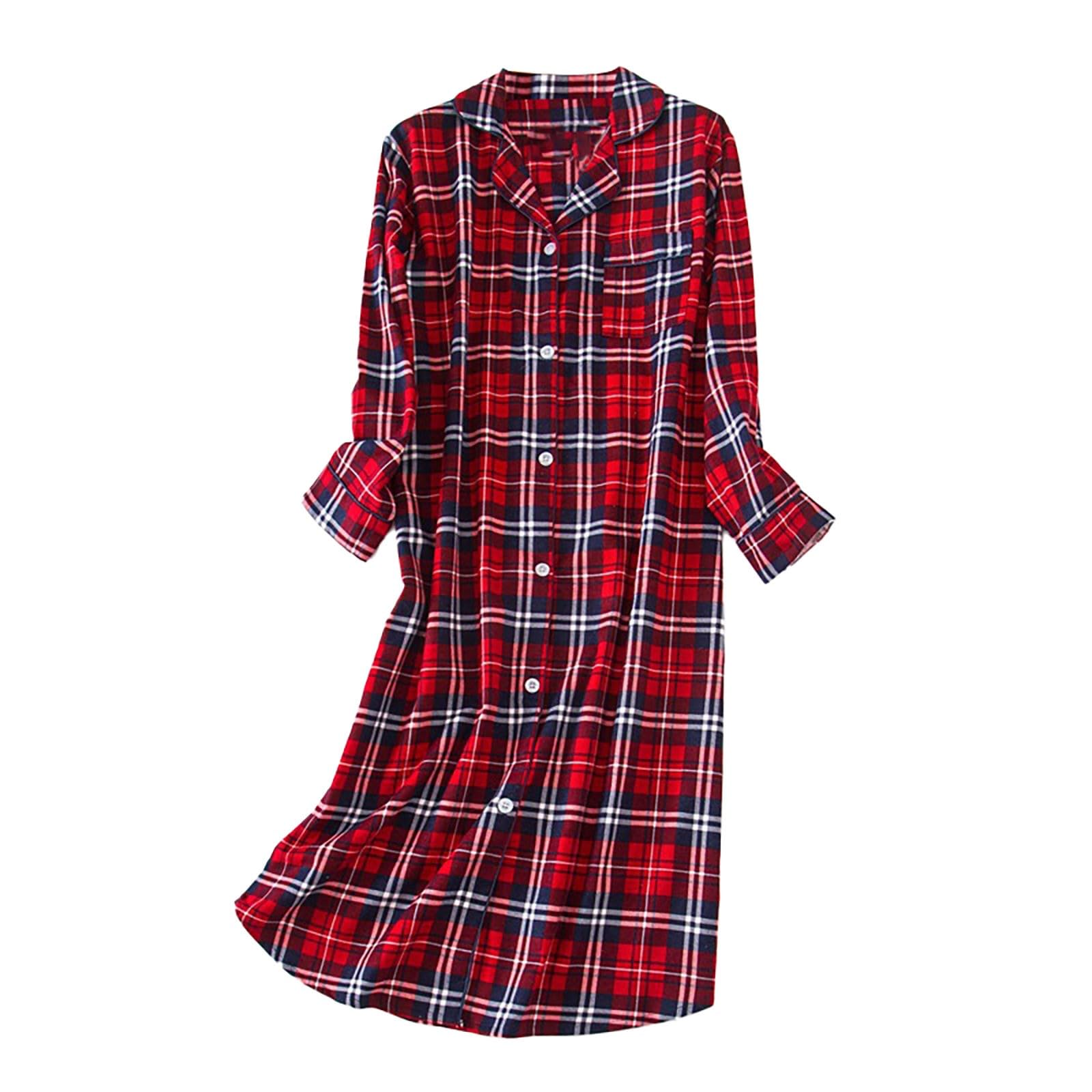 Chemise de nuit chaude femme boutonnée et thermale pour l'hiver - 3