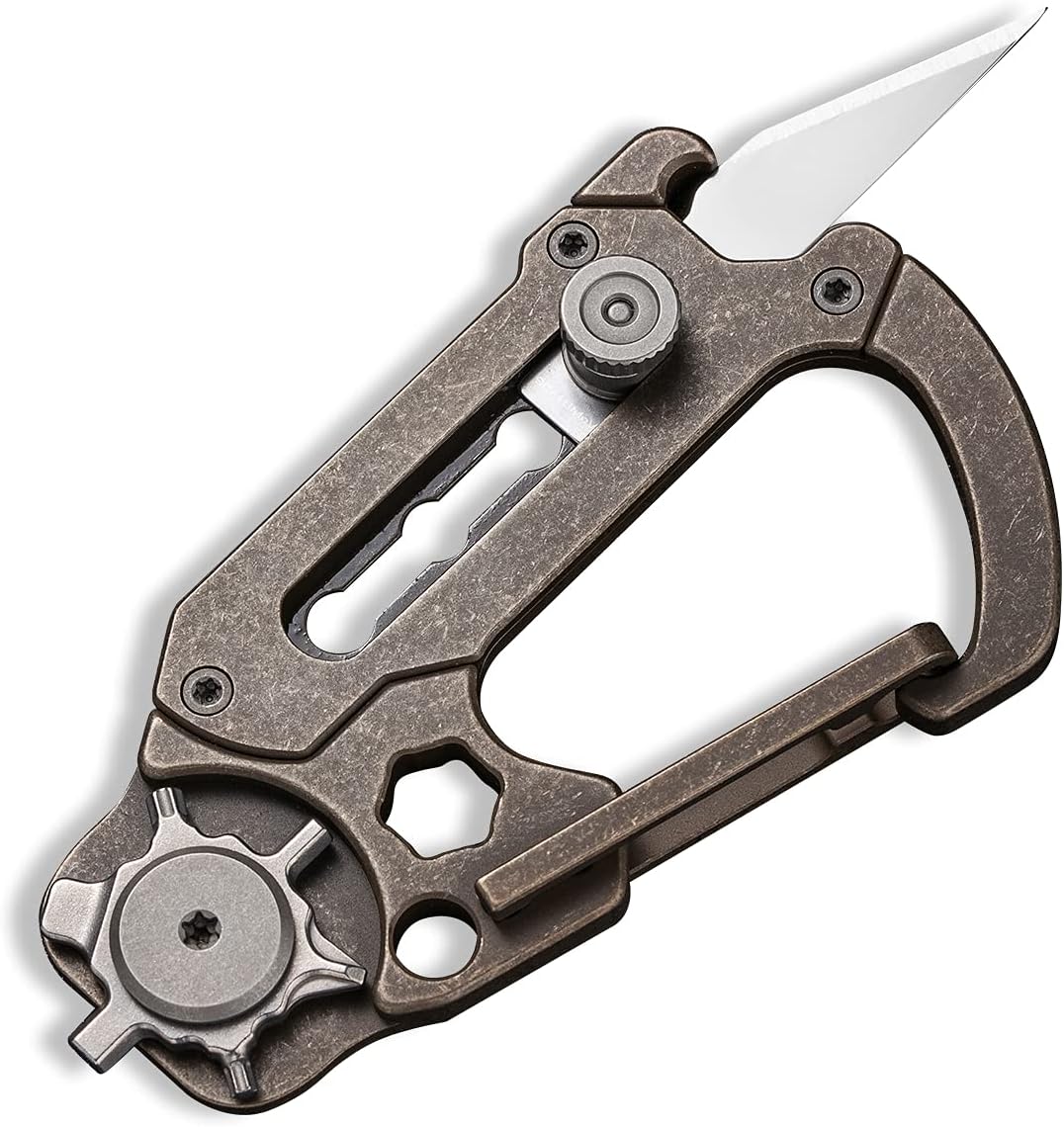 CIVIVI Polymorph Titanium Carabiner Multi-Tool with Utility Blade, Bottle Opener, Screwdriver C20045-2