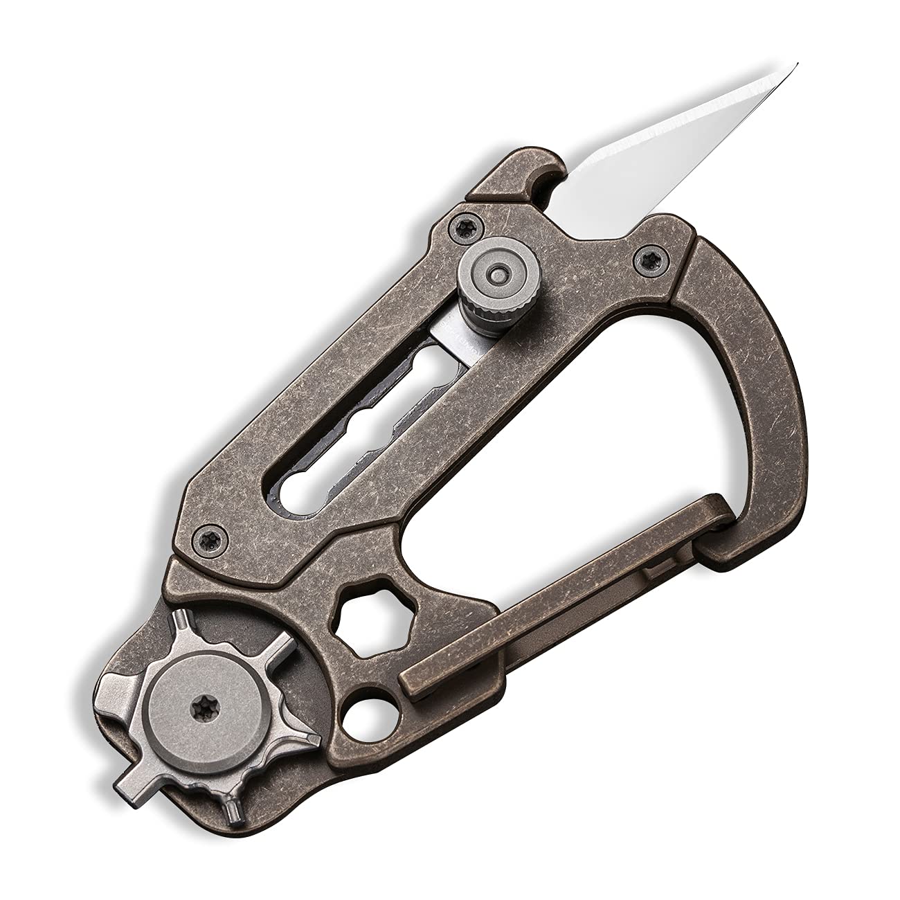 CIVIVI Polymorph Titanium Carabiner Multi-Tool with Utility Blade, Bottle Opener, Screwdriver C20045-2