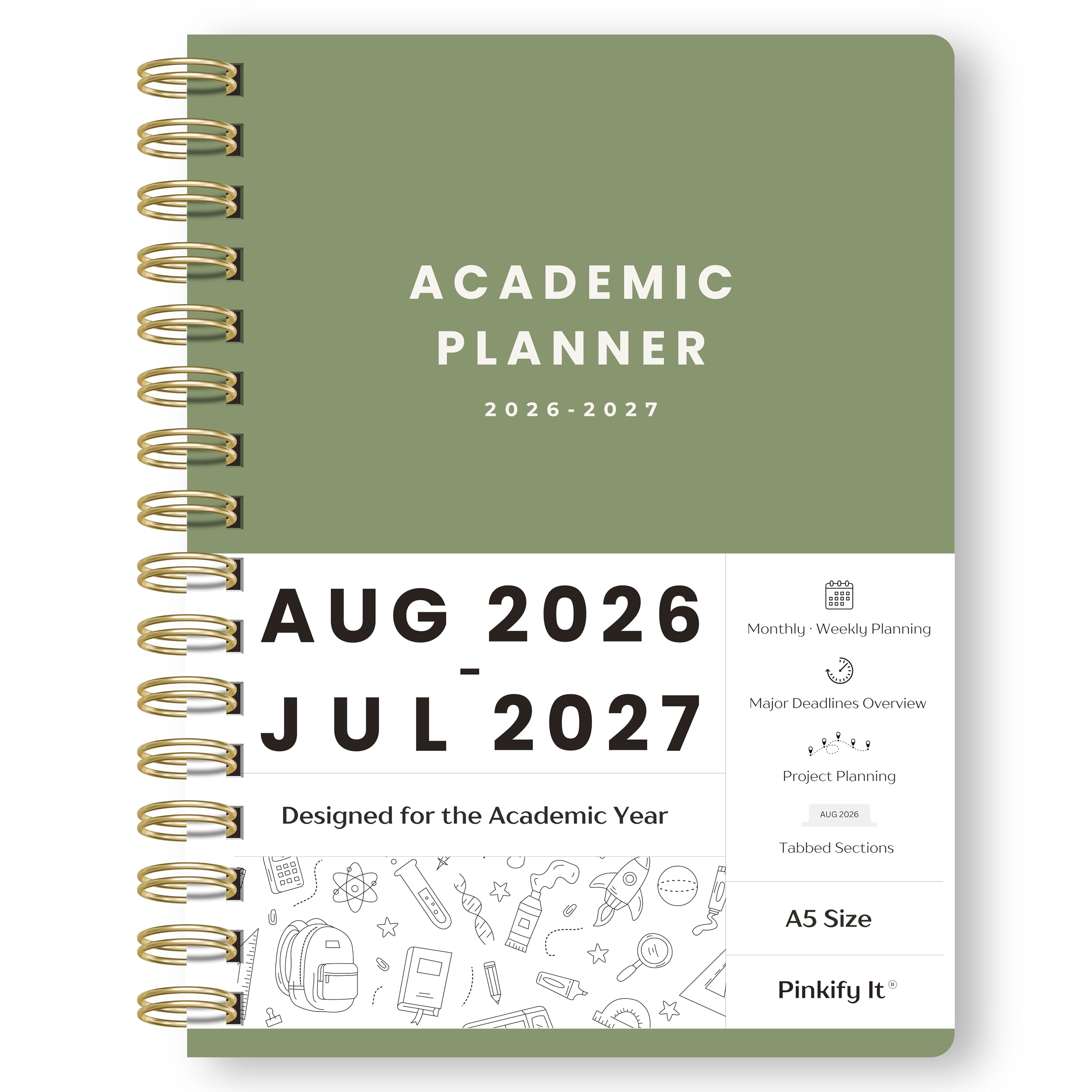 Photo 1 of Pinkify It Academic Planner 2026-2027, A5, Green