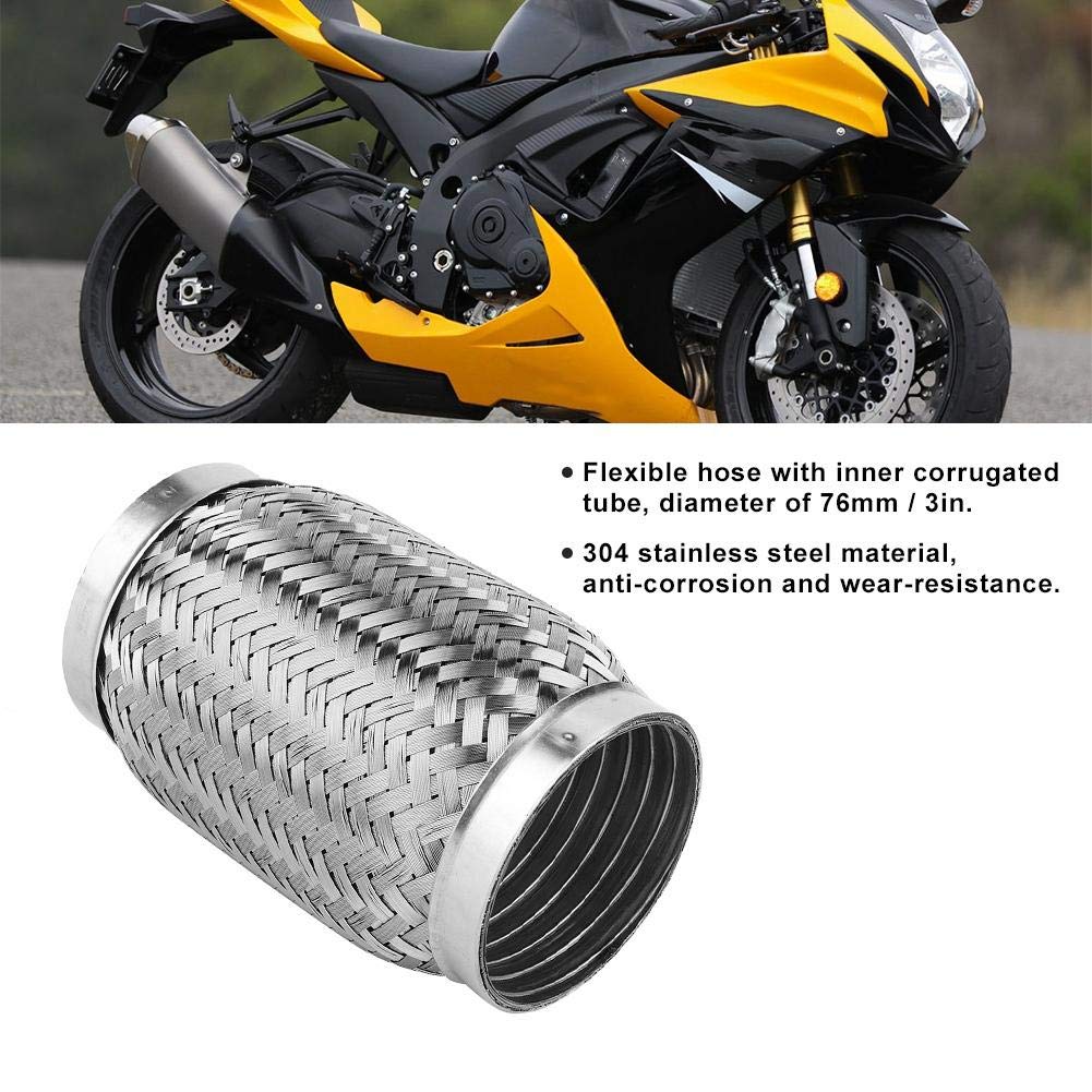 Auspuff Flexi Pipe Auto Auspuffrohr Schalldämpfer Endspitze Endrohr 3 x 6inch Edelstahl Flexibler Auspuffstutzen Auspuffblenden mit Innenliegendem Wellrohr