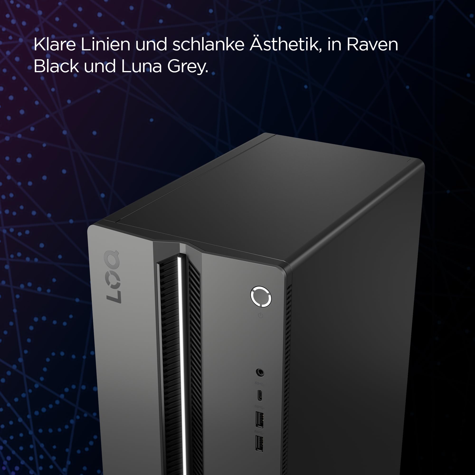 Lenovo LOQ Tower Gaming Desktop-PC | NVIDIA GeForce RTX 4060 | Intel Core i5-14400F | 16GB RAM | 1TB SSD | Windows 11 | Luna Grau - Raven Schwarz Gehäuse | 17L | 3 Monate GamePass