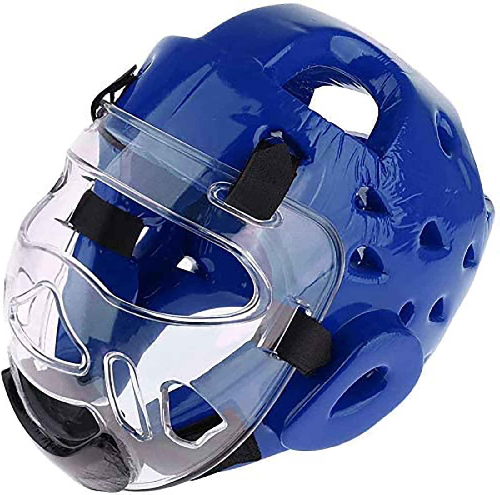 ERLUN Kask bokserski, dzieci dorosłych, MMA, sprzęt do kickboxingu, zdejmowany grill na twarz, karate, nakrycie głowy, MMA, sztuki walki, kask do sparingowania, gry Muay Thai, kickboxingu, treningu Taekwondo, niebieski, M