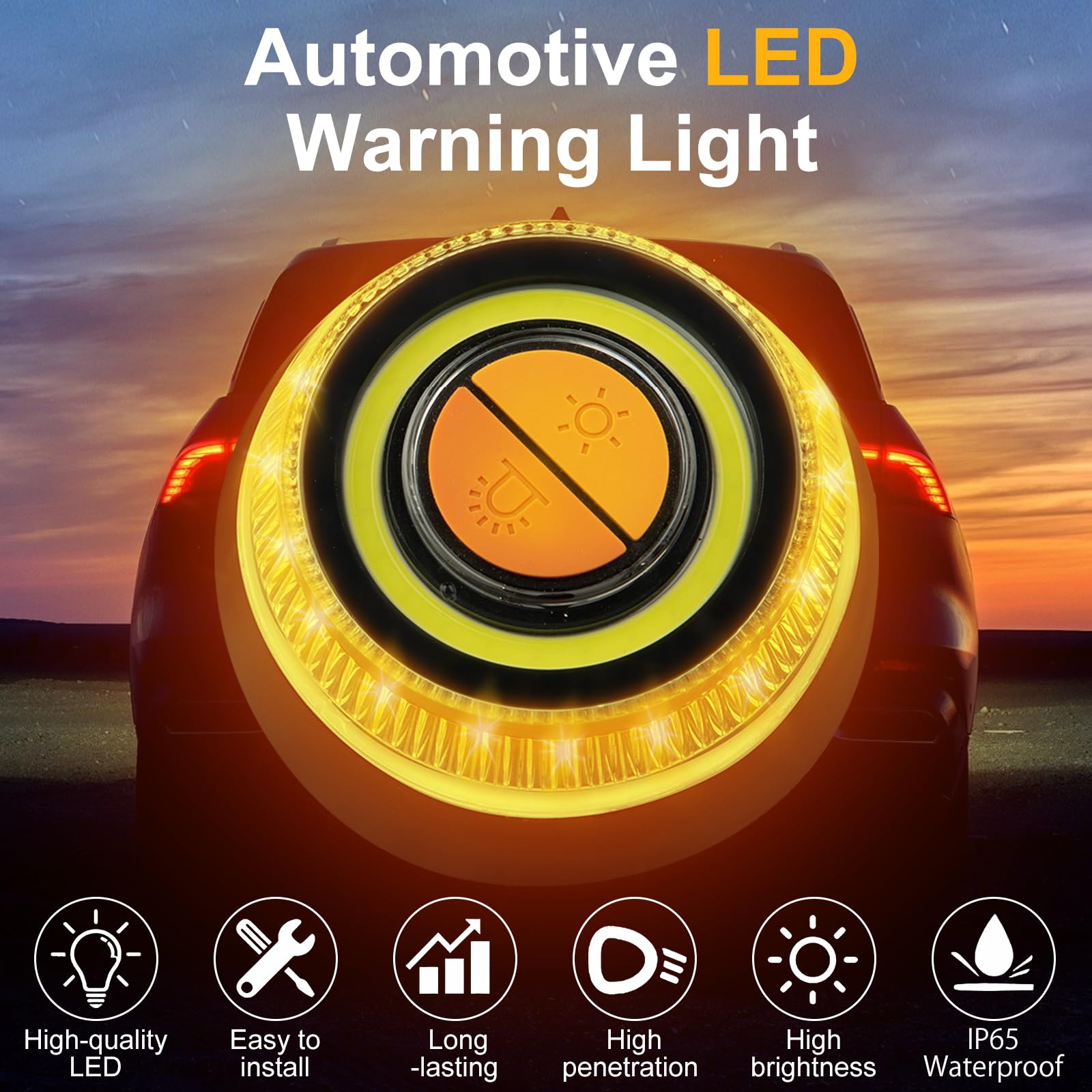 Luce di Emergenza Auto con 2 Modalità Selezionabili,Impermeabile IP68,Lampeggiante Magnetico Portatile,Luci Lampeggianti Segnalazione Per Guasti Auto,Soste di Emergenza,Stradale,Cantiere Stradale