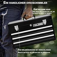 Vista 6 de Caja de herramientas de metal de 20.3 pulgadas con cajones, caja de herramientas de acero portátil con forro protector y cierre de pestillo y Negro