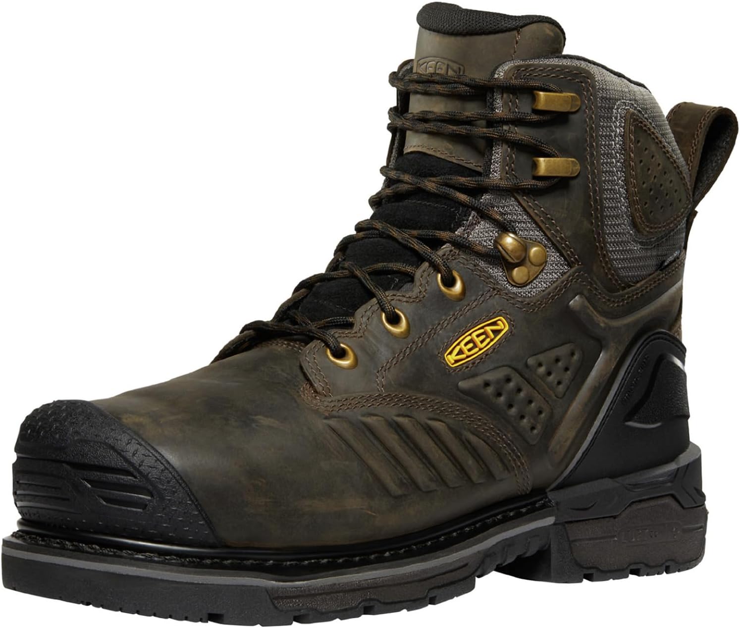 KEEN Utility Men's CSA Philadelphia 6” Composite Toe Waterproof Metatarsal Guard Work Boots Industrial, Cascade Brown/Black, 7.5 Wide