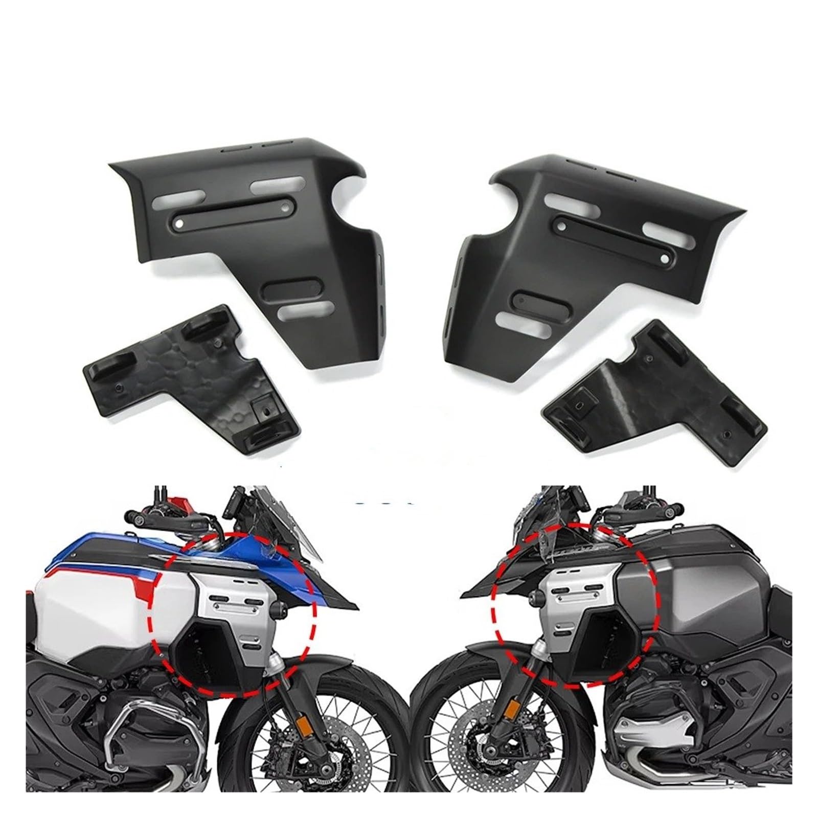 Moto Spoiler Aileron Aérodynamique pour BMW R1300GS ADV R1300 GS R 1300 GS pour Adventure 2025 2024 Garniture Radiateur Cadre Couvercles Carénage Modifié Accessoires(Carbon Fiber Pattern)