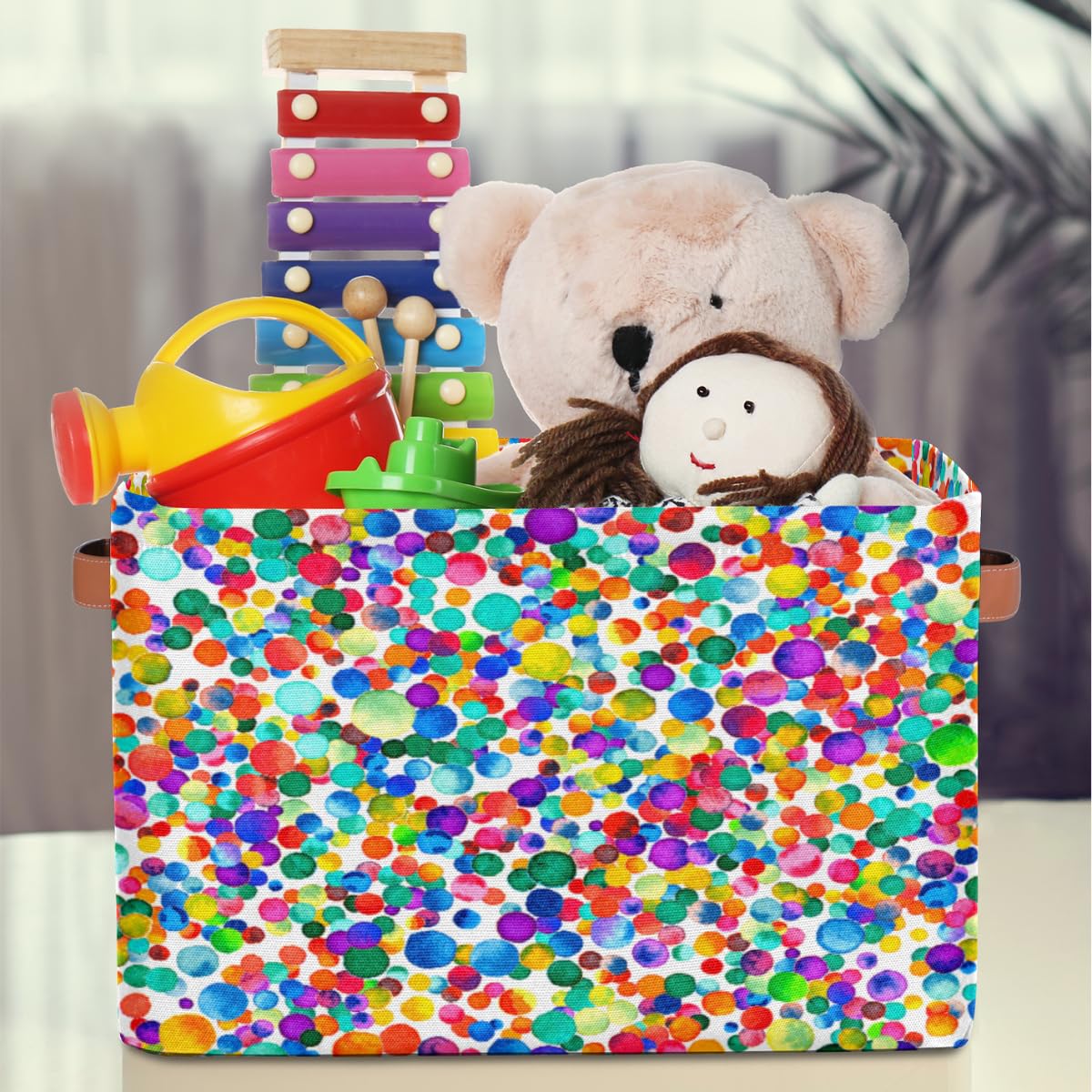 TropicalLife Große Aufbewahrungsbox, gepunktet, 2 Stück, faltbar, Stoff, Aufbewahrungskorb, Schlafzimmer, Zuhause, Büro, Kinderzimmer, Organizer für Spielzeug, Kleidung
