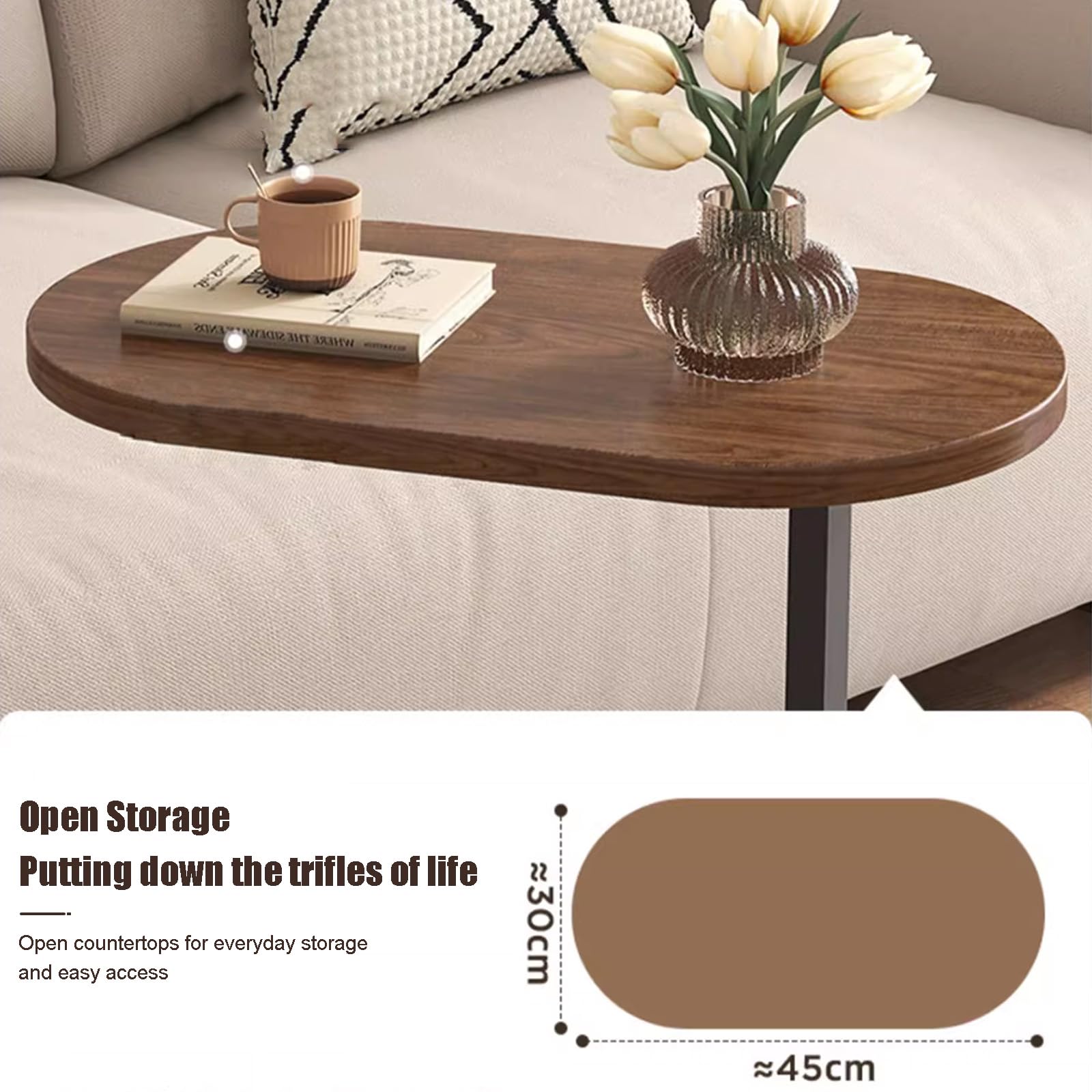 Tavolino A Forma Di C 70 Cm | Set Di 2 | Mobile Per Divano E Letto | Design Vintage - Foto 8