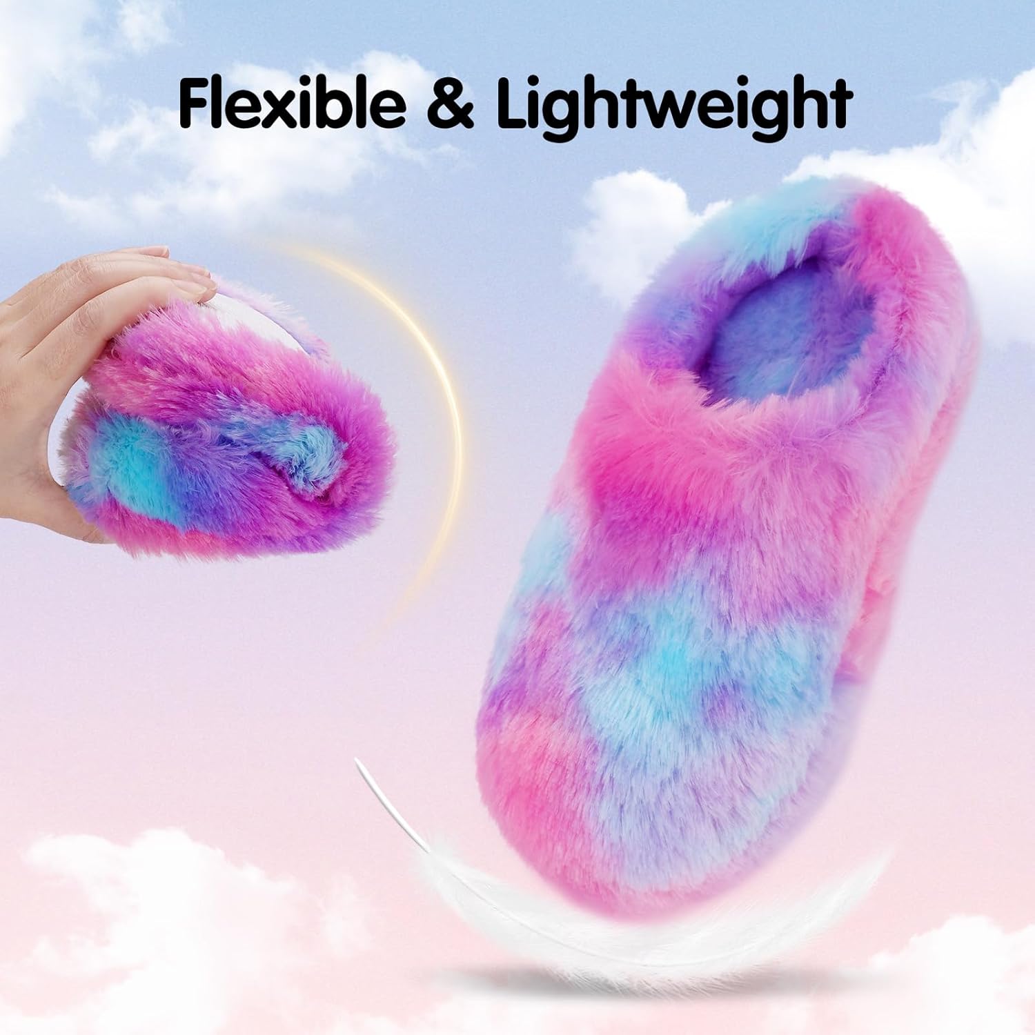 Girls Fluffy House Slipper Cozy Plush Slip-on Bedroom Shoes Toddler Kids Warm Memory Foam Indoor Slippers for Winter - Image 7