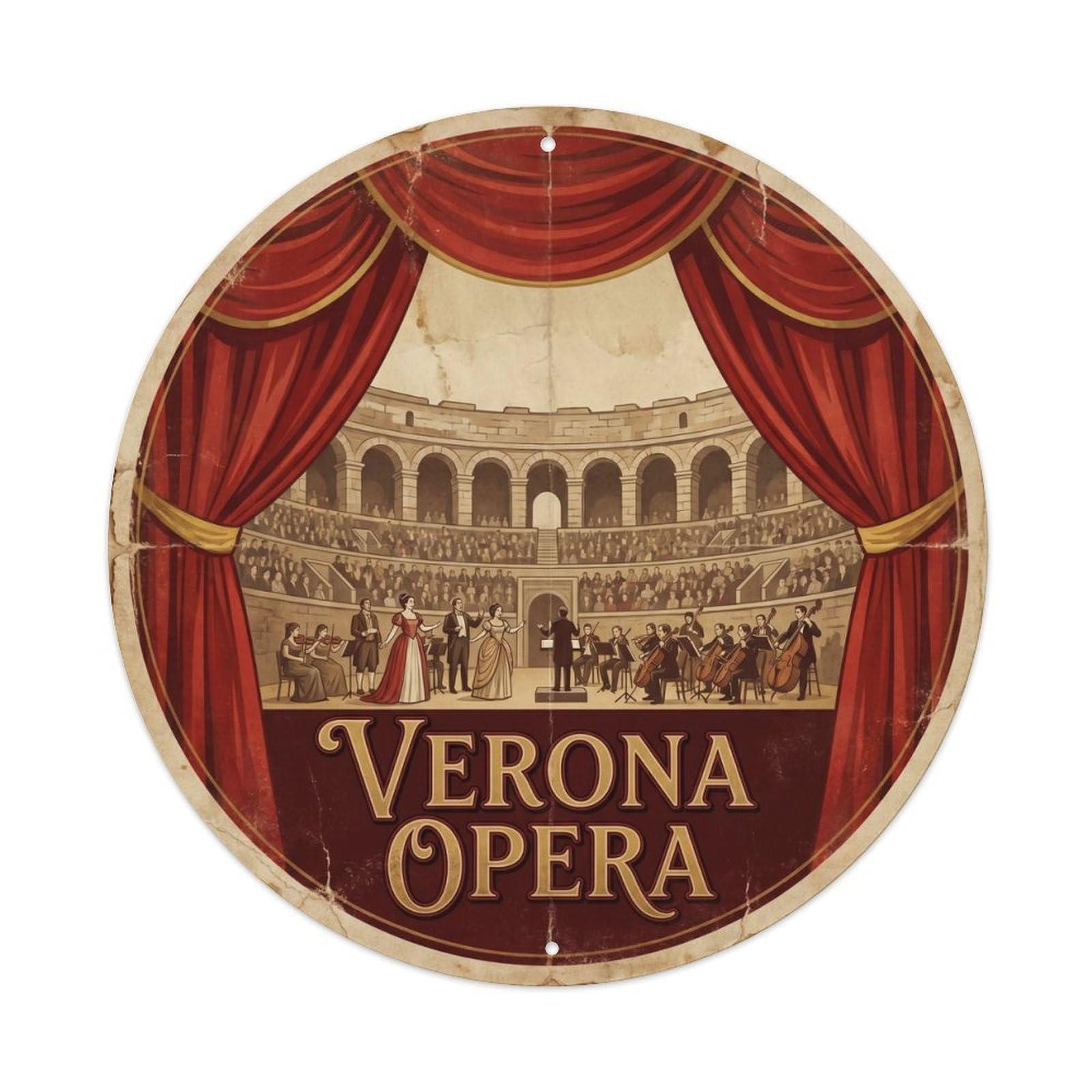 Olhnbad Style Heritage City Opera Verona Travel River Culture Metal Tin Sign