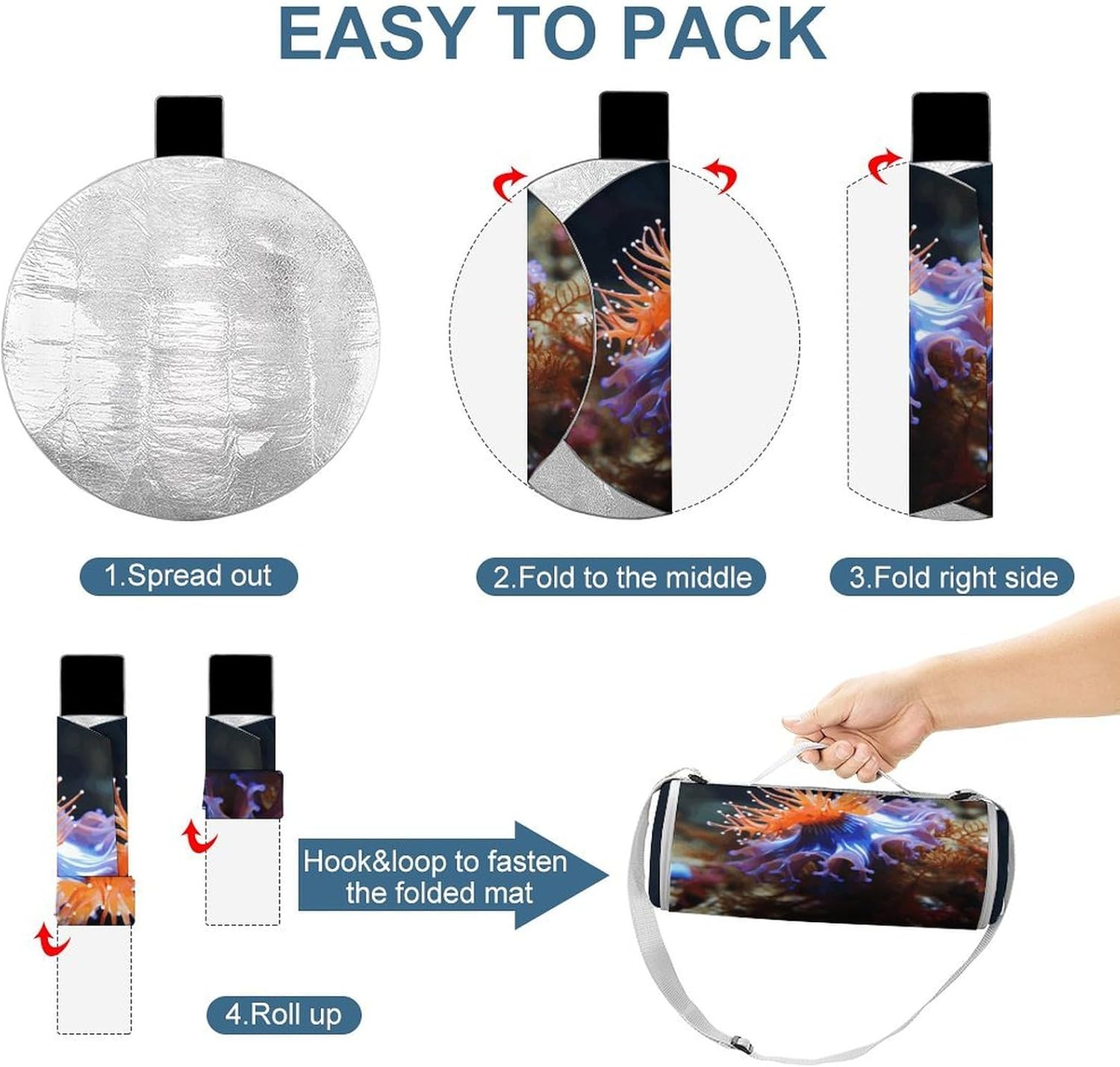 Nudibranch Picnic Mat Lightweight Waterproof Picnic Blankets Extra Large Picnic Outdoor Blankets Foldable Sandproof Beach Blanket for Park Beach Camping Courtyard 58.3''x58.3''