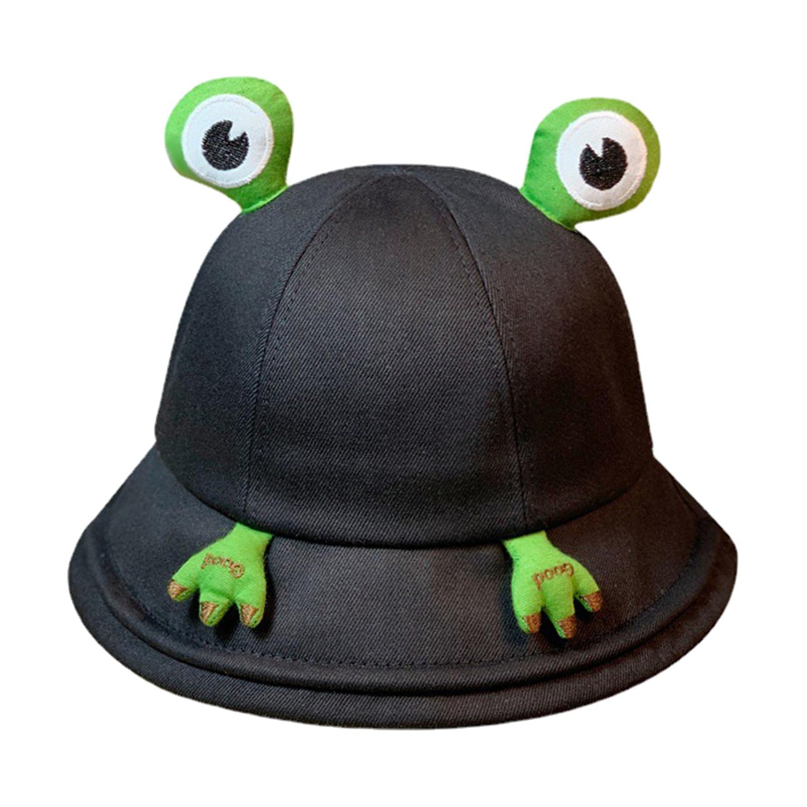 fashion my day frog bucket hat cute party hat adjustable wide brim for dress up girls black