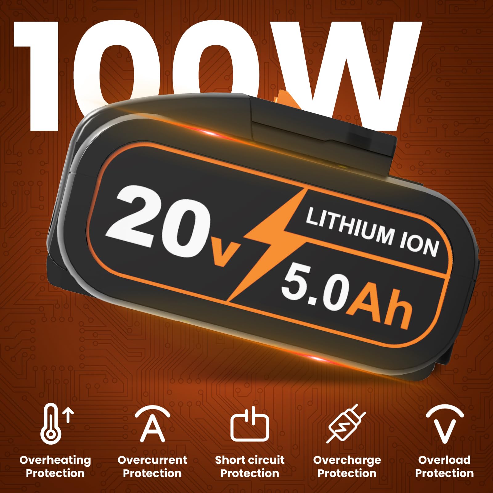2 baterías de repuesto para Worx WA3525 WA3578 WA3520 WA3575 WX176L WX169L WX629 WG547 WG545 WG801 WG320 WX176L WX169L WX6 (2 unidades) 82L Batería 163