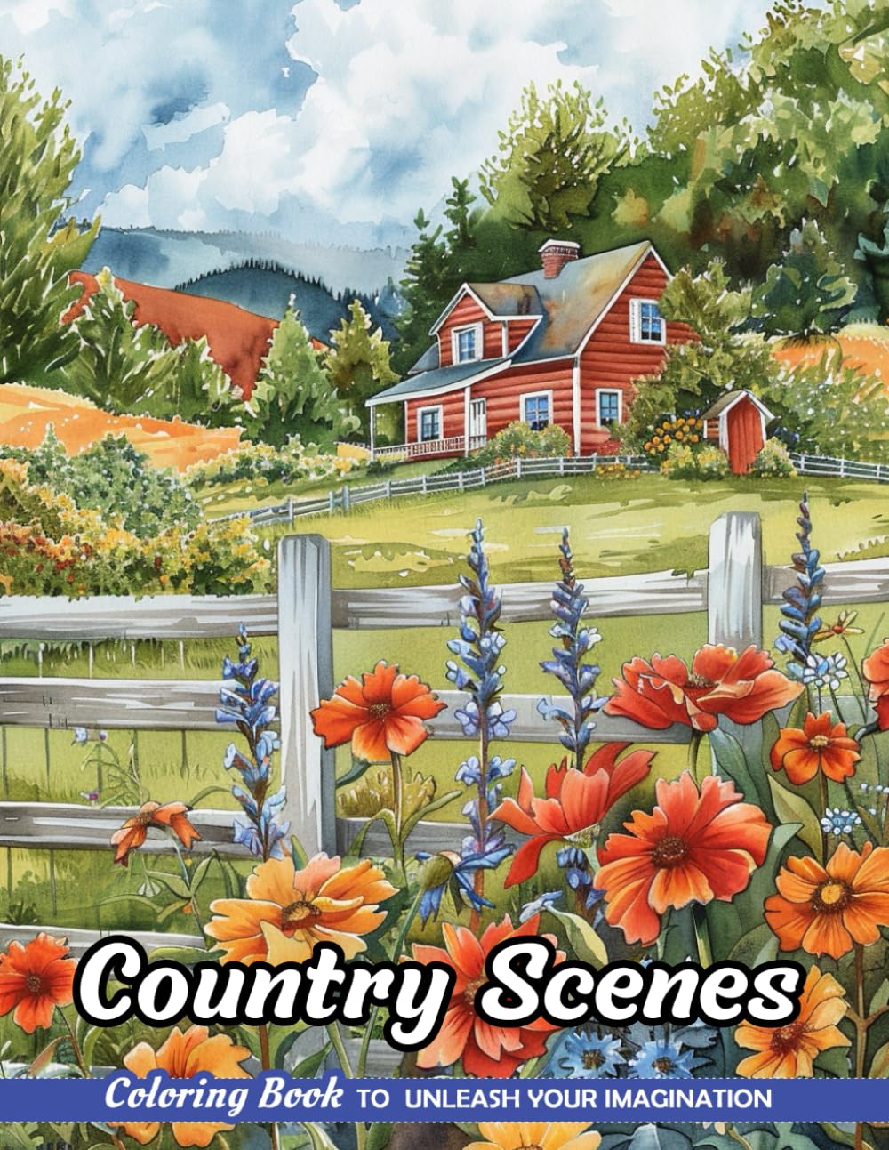 Country Scenes: Adult Coloring Book with Country Scenes for Stress Relief and Relaxation (Christmas Coloring Pages)