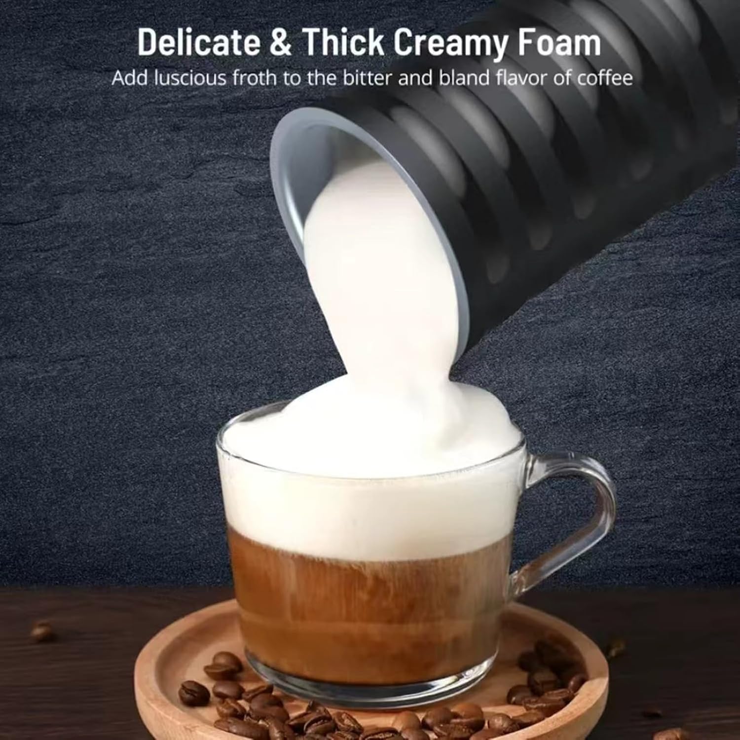 Milk-Frother, 4-in-1 Milk-Steamer-and-Frother, Hot & Cold Foam Milk Warmer with Temperature Control, Auto Shut-Off Frothers for Coffee, Latte, Cappuccino, Macchiato
